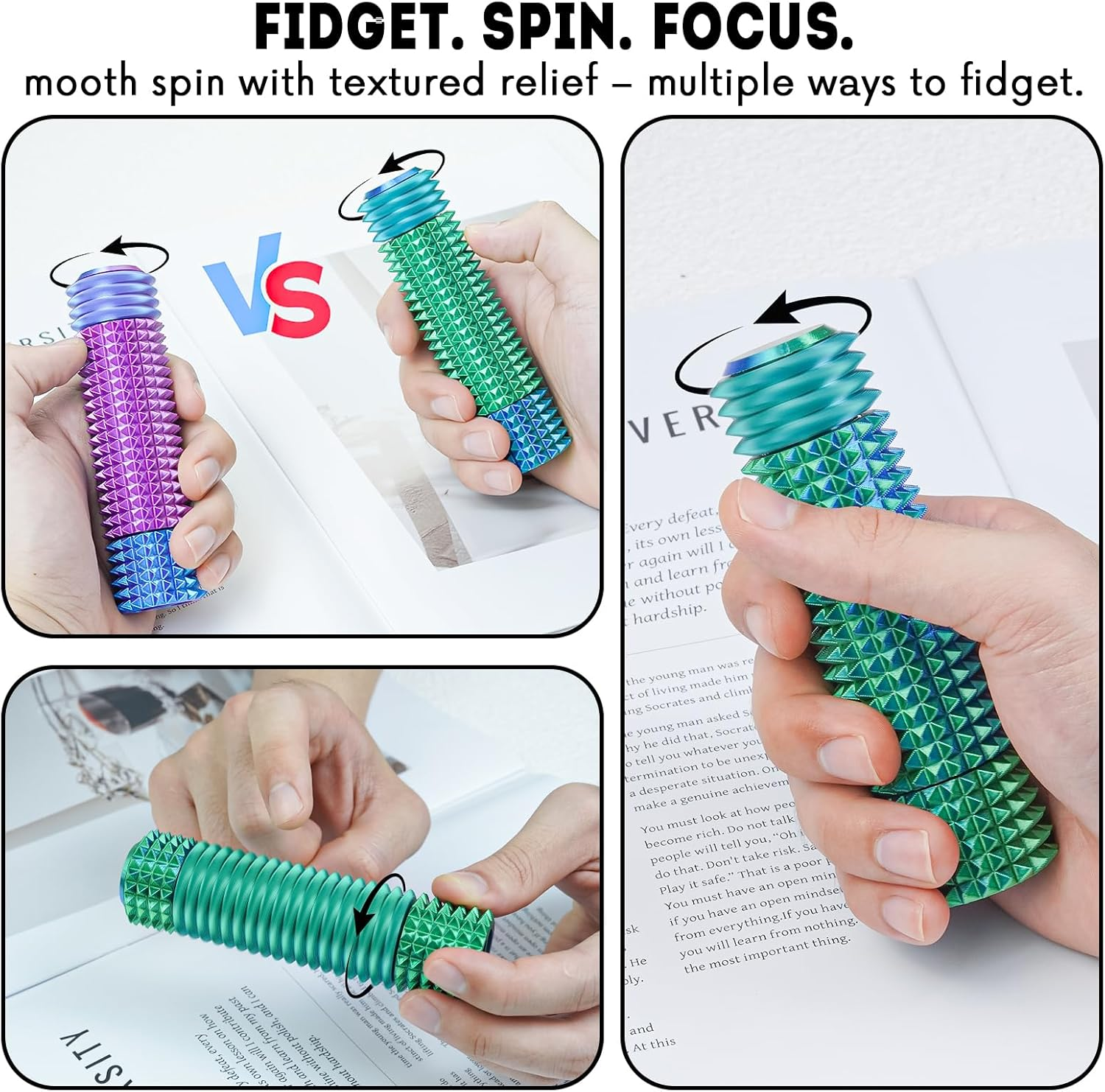 Fidget Roller Adults Teens Sensory Little Stim Gadget for Anxiety Relief Mild Ouchie,Desk Focus Tool Portable Hand Spinner Gifts Idea White Elephant Stocking Christmas(Blue Green,Compact Fit) image number 5