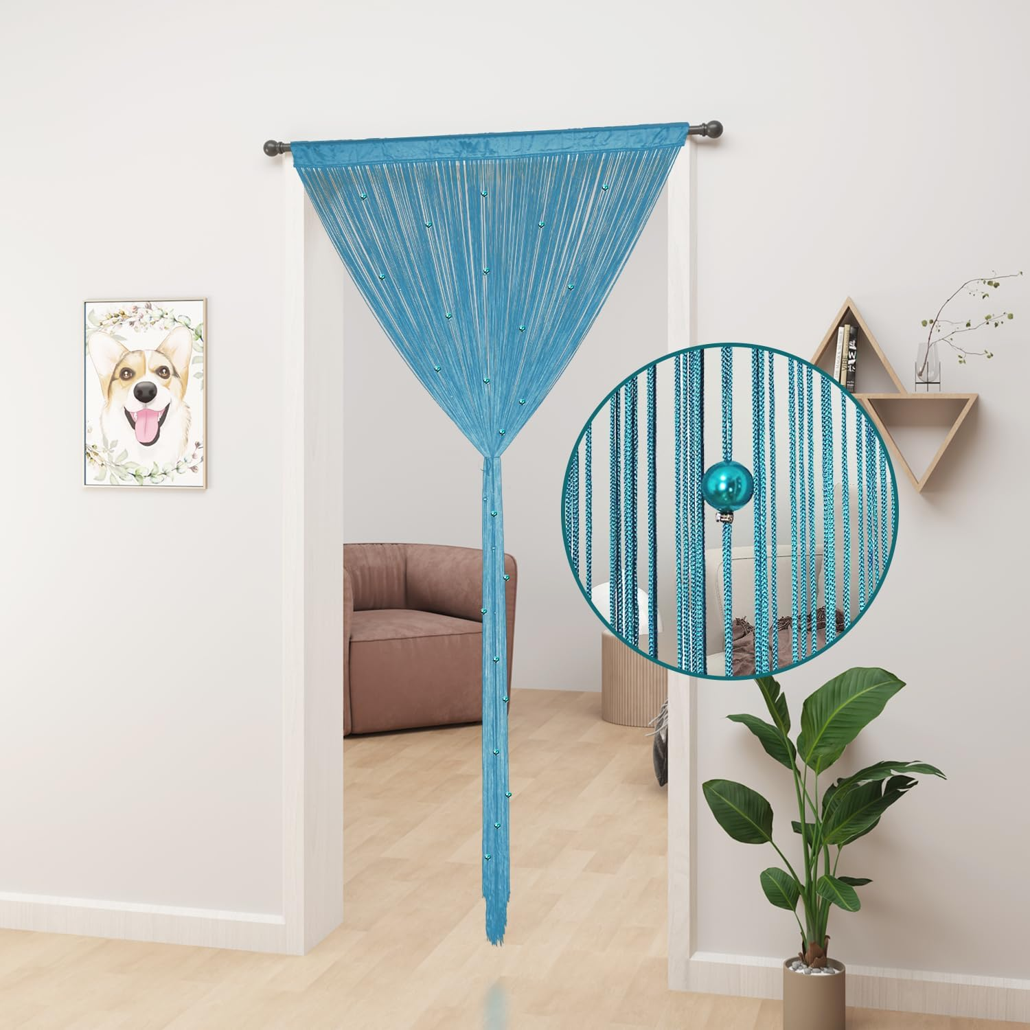 YIIBAII Beaded Curtain Beaded Curtains for Doorways Crystals Suitable for Interior Hanging Decoration and Partitions Closet Curtains (39"X110", Blue) image number 2