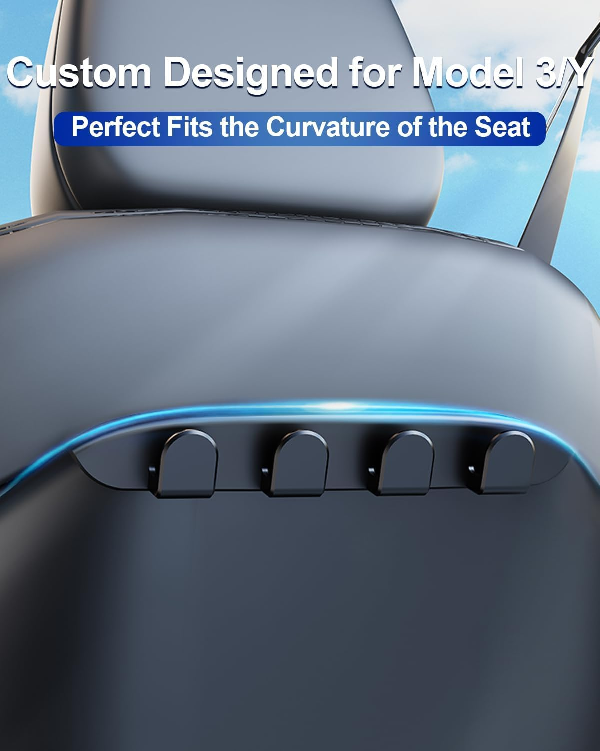 2 Pack Car Seat for Tesla Model Y Model 3 Accessories, Handbag Backpack Grocery Bag,Purse Hanger for Car, Automotive Seat Back Organizers for Purses Bags image number 5