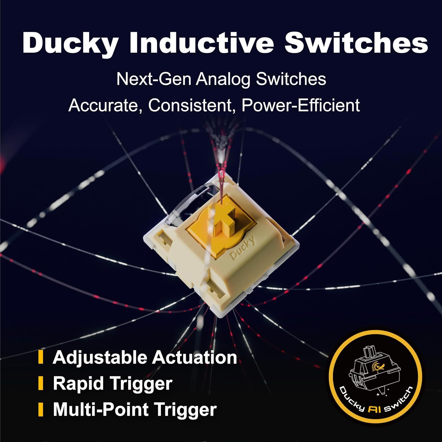 Ducky One X Mini Wireless 60% Inductive Keyboard: Tri-Mode, Rapid Trigger, Linear Inductive Switches, Gasket-Mount Quack Mechanics+ 7-Layer Dampening, High-Density PBT Doubleshot Keycaps, US, Black image number 4
