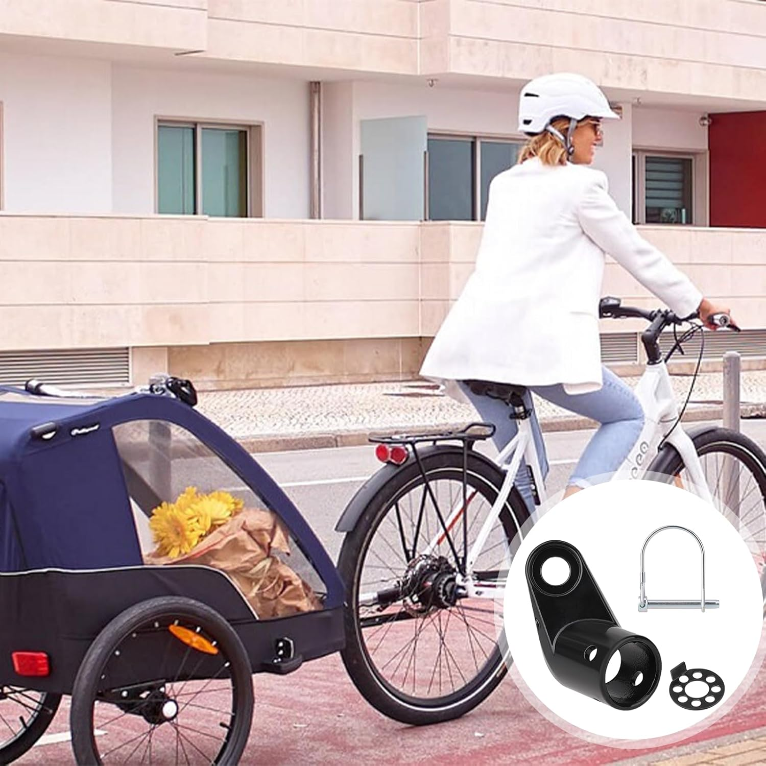 Bike Trailer Hitch Set, Heavy Duty Bicycle Trailer Coupler Replacement Bike Cargo Trailer Connector Attachment for Children'S/Pet Trailers, Cycling Adapter Accessories (Black) image number 5