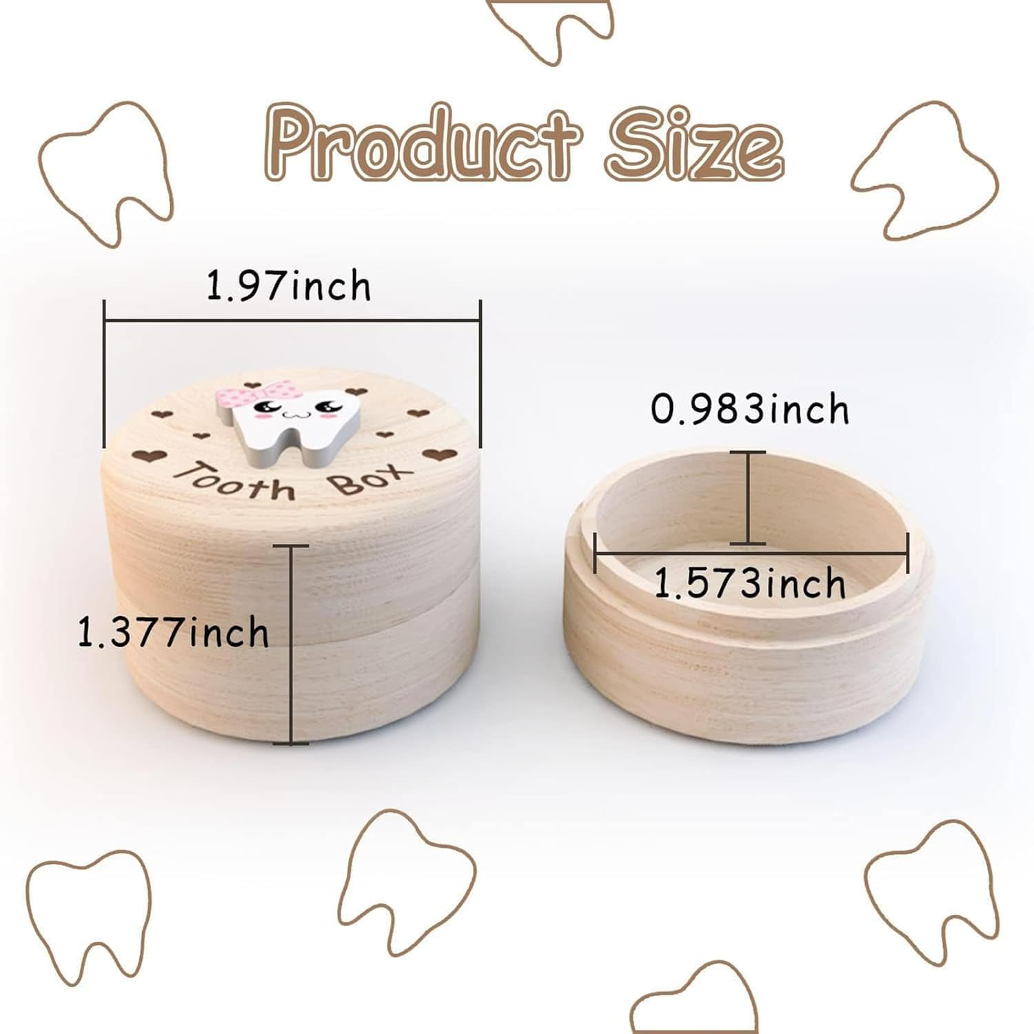 XUANZHI 2PCS Tooth Fairy Box,3D Carved Wooden Tooth Holder,Cute Tooth Holder Tooth Storage Box for Boys Girls&Tooth Boxes for Lost Teeth/Teeth Keepsake Box image number 6