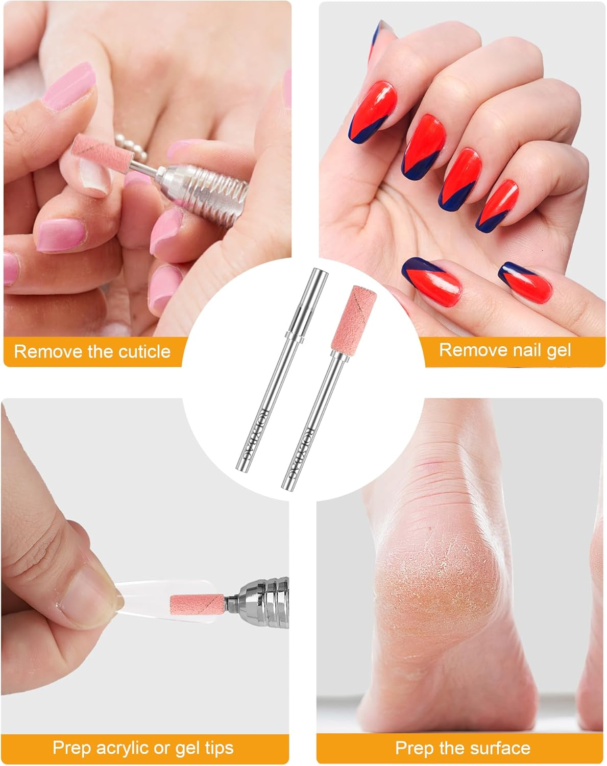 Rolybag Mandrel Nail Drill Bit, Mandrel Bit for Small Sanding Bands, 3/32'' Easy off Mini Mandrel Bit for Nails, Suitable for Acrylic Nails Gel Manicures, Silver Mandrel Drill Bit 38Mm X 3.1Mm