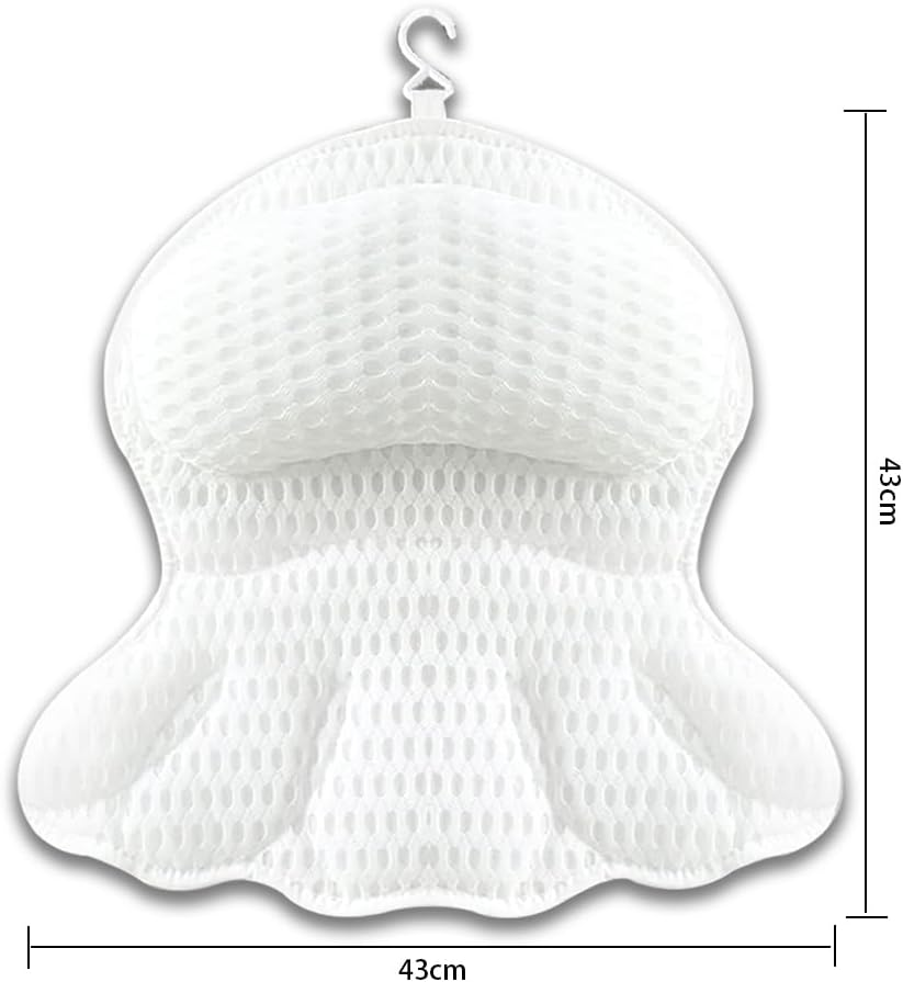 Bath Pillow,Ergonomic Bath Pillow,Soft Ergonomic Cushion,Comfort Bathtub Cushion,For Bathtub, Supports Head, Neck and Shoulders for a Relaxing Home Bathing Experience image number 5