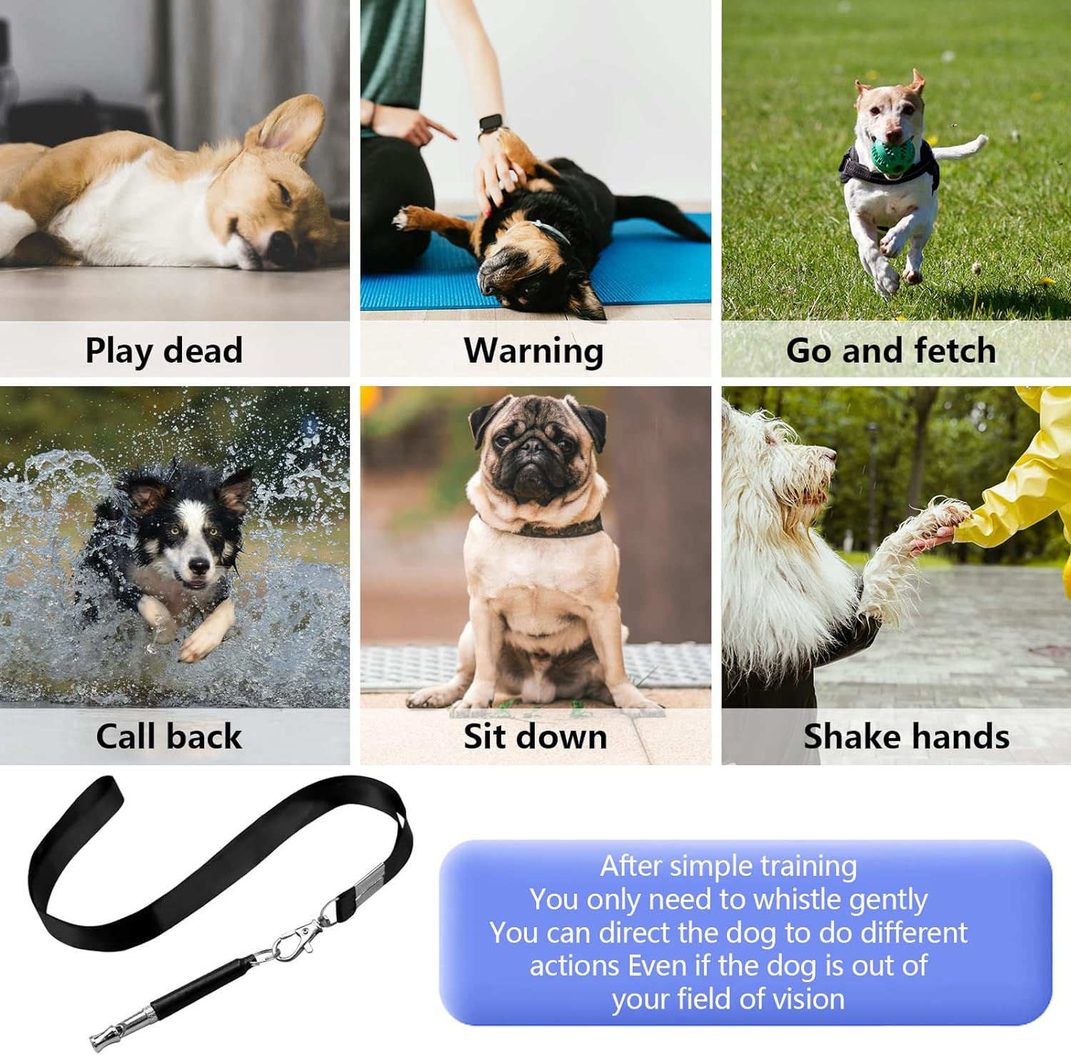 2 Pack Dog Whistle, Adjustable Ultrasonic Dog Whistle,To Stop Barking Neighbors Dog,Professional Recall Dog Training Whistles, Training Stop Bark Control Tool with Black Lanyard image number 2