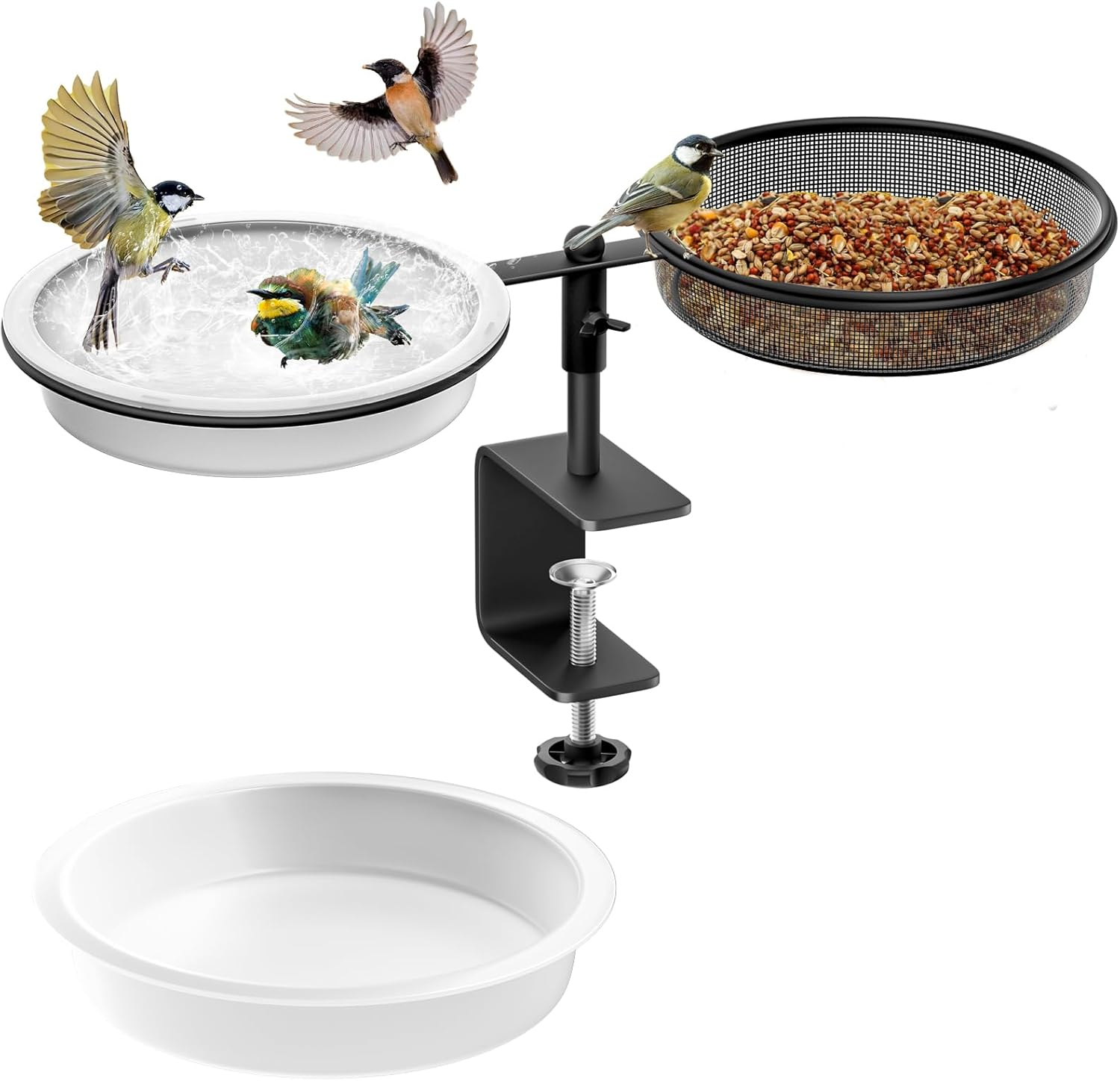 Bird Feeder Deck Mount with Detachable Bowl 2-In-1 Wild Bird Bath & Water Food Container Station for Garden, Yard, Balcony Outdoor Bird Feeding Stand for Wild Birds, Bird Watcher Gift (Type1) image number 5