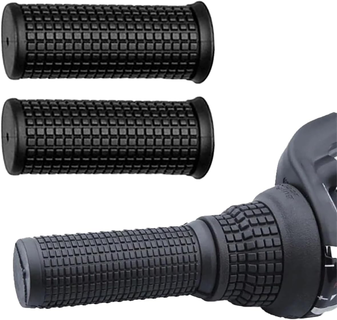 2 Pcs Black anti Slip Bike Bicycle Long/Short Handlebar Grips for Twising Shifter, Shockproof anti Slip MTB Parts, Soft TPR Rubber Handlebars, Headsets and Stems(Long Short) ﻿ image number 3