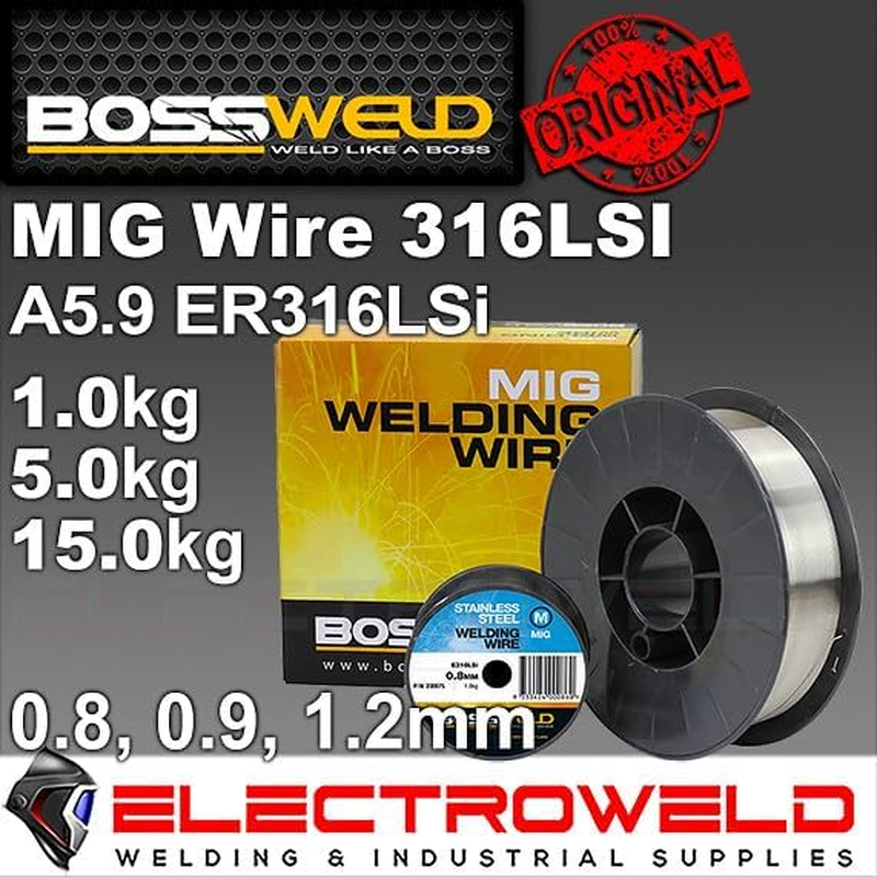 15Kg BOSSWELD 316Lsi Stainless Steel Mig Welding Wire .8Mm .9Mm 1.2Mm Spool Roll (0.9Mm|5Kg) image number 1