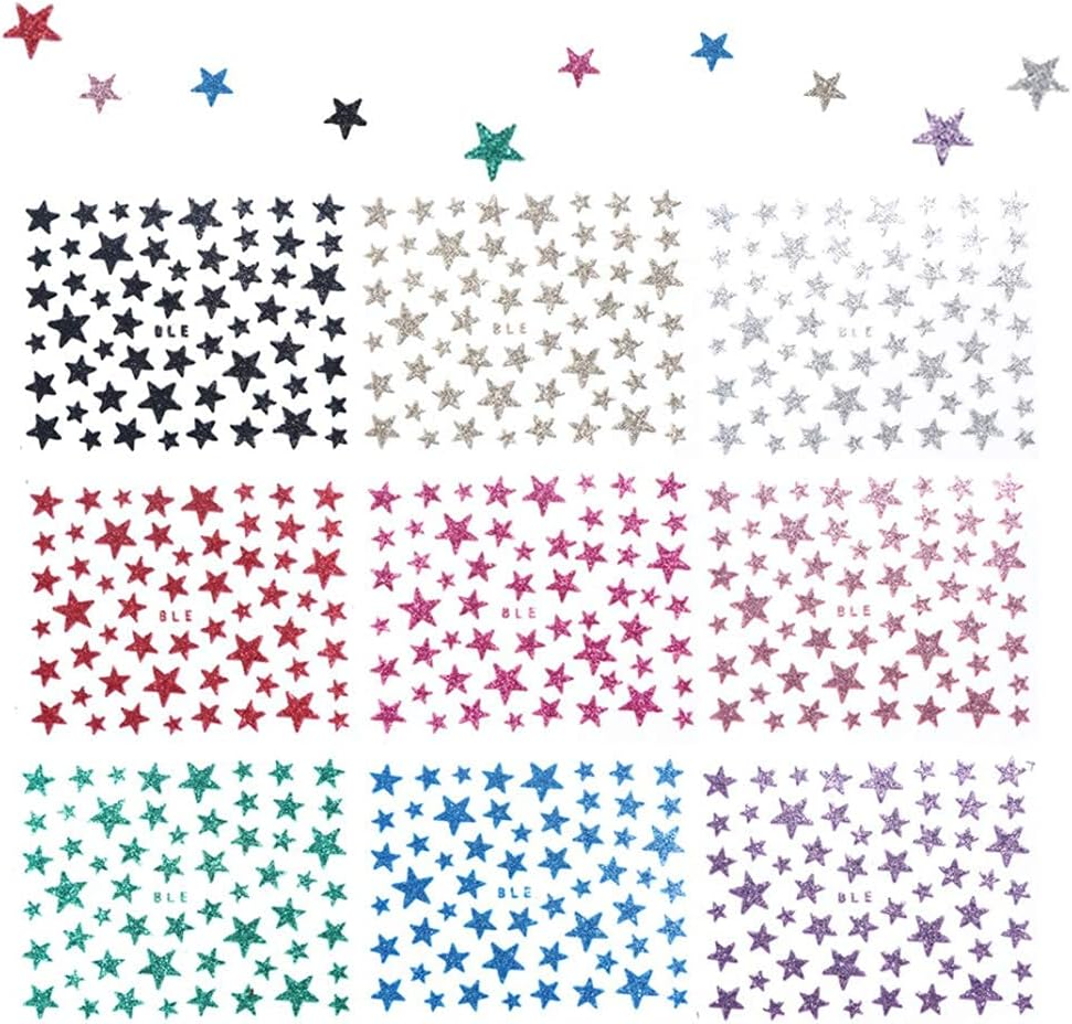 Star Nail Art Sticker Decals 10 Sheets 3D Self-Adhesive Nail Decor with Shiny Glitter Stars for DIY Manicure Decoration image number 6