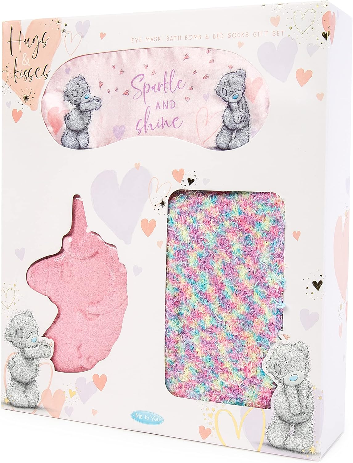 Hugs and Kisses Bath Bomb Socks and Eye Mask Set image number 5
