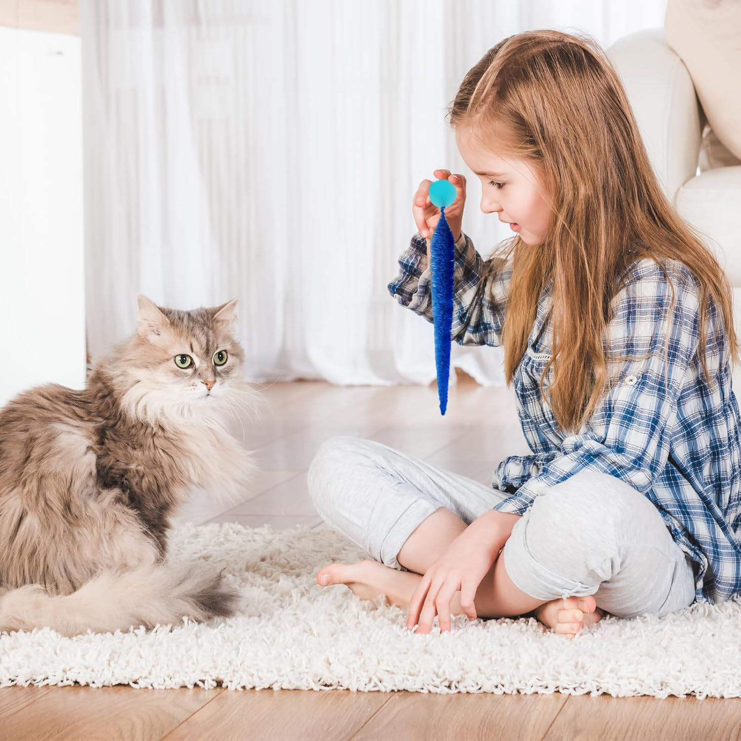 Lilbitty Interactive Toy for Cats: Colorful Bouncy Ball Game with Pom Poms for Crafts and Intelligence Toys, Provides Fun and Entertainment for Indoor Use image number 6