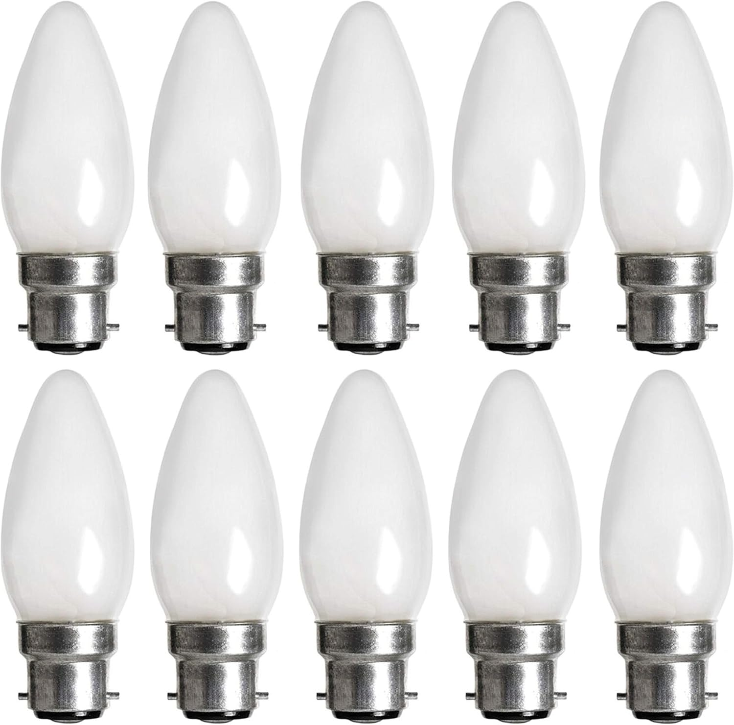 10 X 40W Pearl B22 Candle Shaped Light Globes Bulbs Lamps Bayonet Incandescent