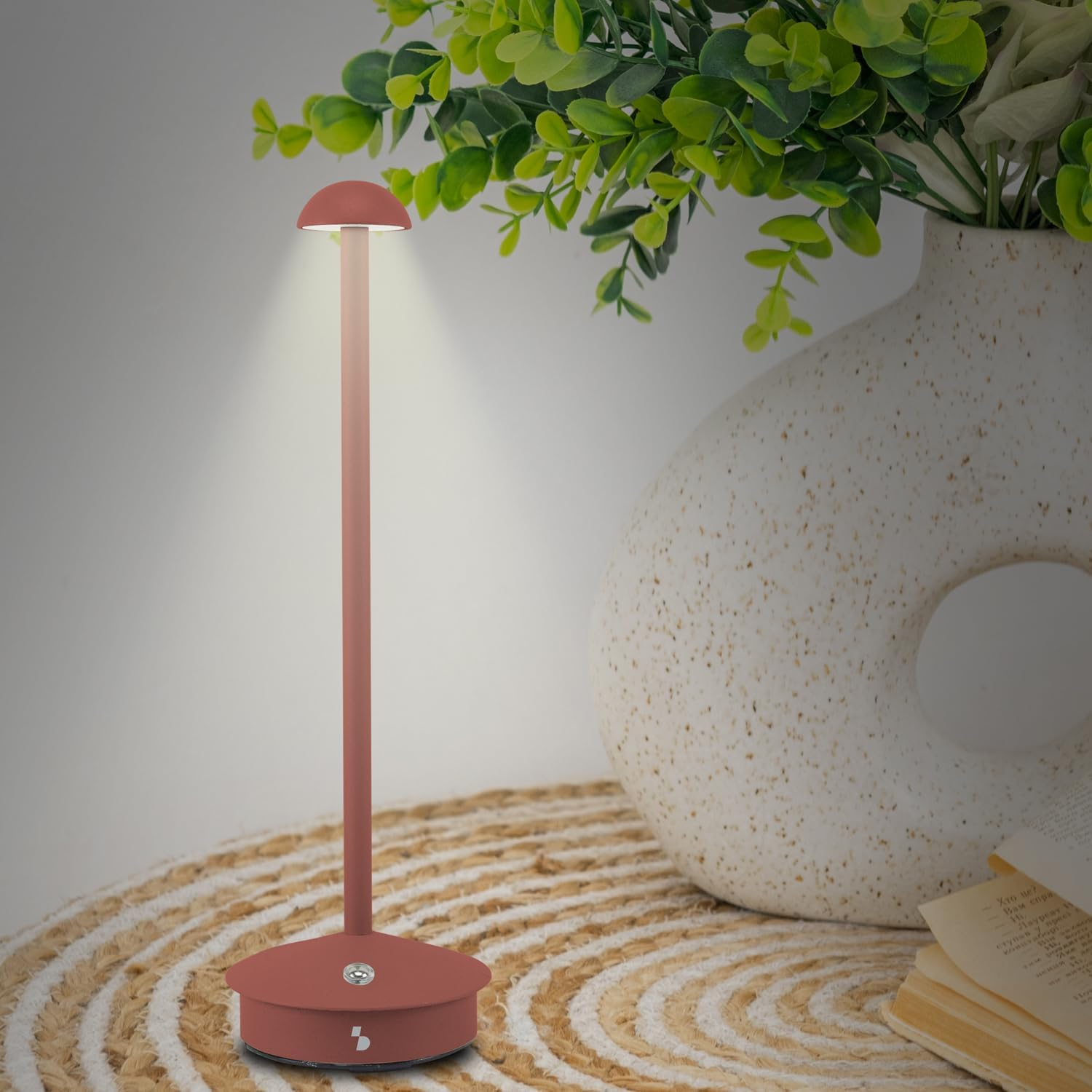 BEPER P207ILI151 Rechargeable Wireless Table Lamp, 3 Colours, Dimmable, USB Type-C Included, Portable for Desk, Bedside or Table.