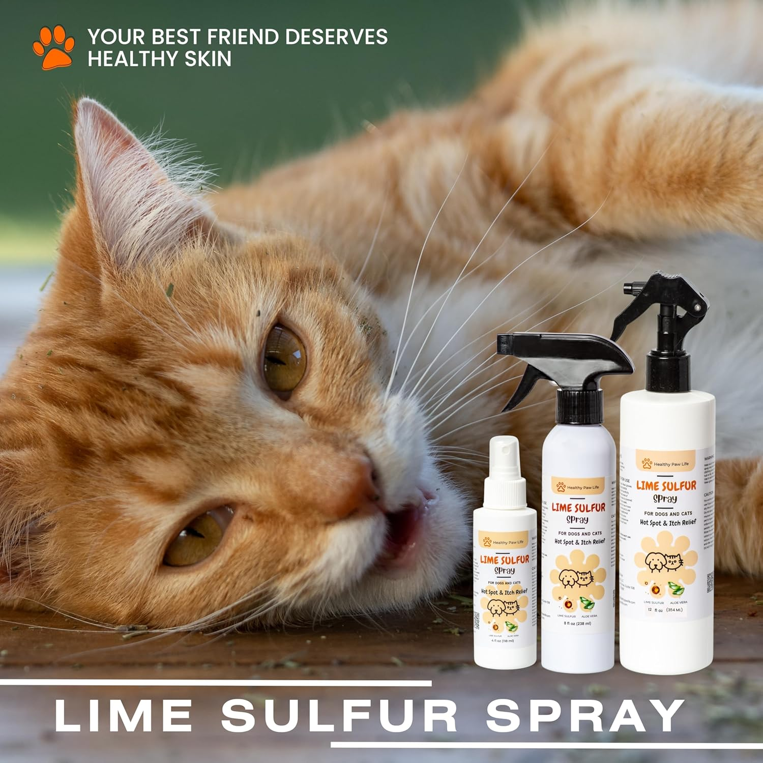 Healthy Paw Life Lime Sulfur Spray - Pet Care for Dry and Itchy Skin - Spotcare and Safe Solution for Dog, Cat, Puppy, Kitten, Horse (4 Oz) image number 2