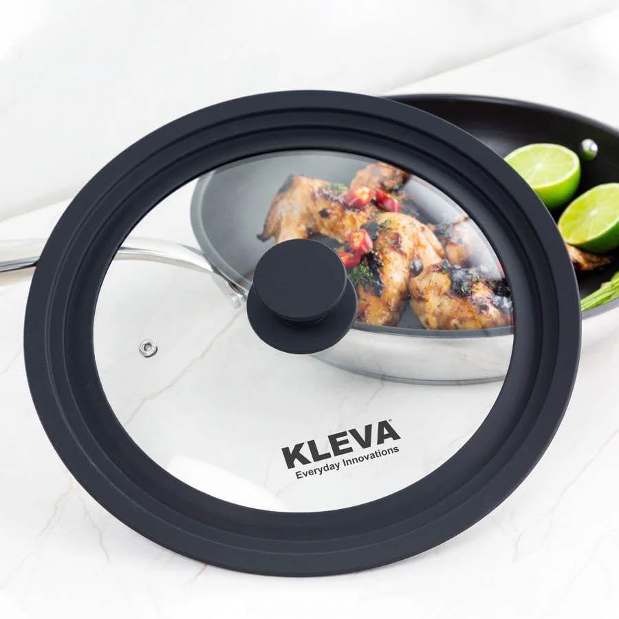 Kleva Range Universal Perfect Pro Pan Lid. Fits Any Size Pan 26-30Cm! Universal Glass Pot Lid W. Silicone Rim. Pot Cover for 26Cm, 28Cm & 30Cm Cookware. Heat-Resistant, Shatterproof (26-30Cm) image number 4