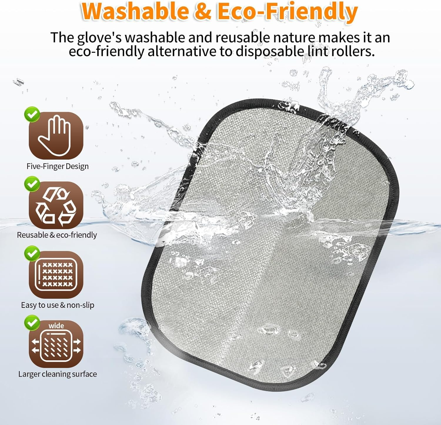 Pet Hair Remover Glove, 2025 Newly Upgraded Five-Finger Electrostatic Pet Hair Removal Gloves, Reusable Pet Fur Grooming Mitt Tool for Clothing, Couch, Carpet, Car Seat for Cats & Dogs image number 3