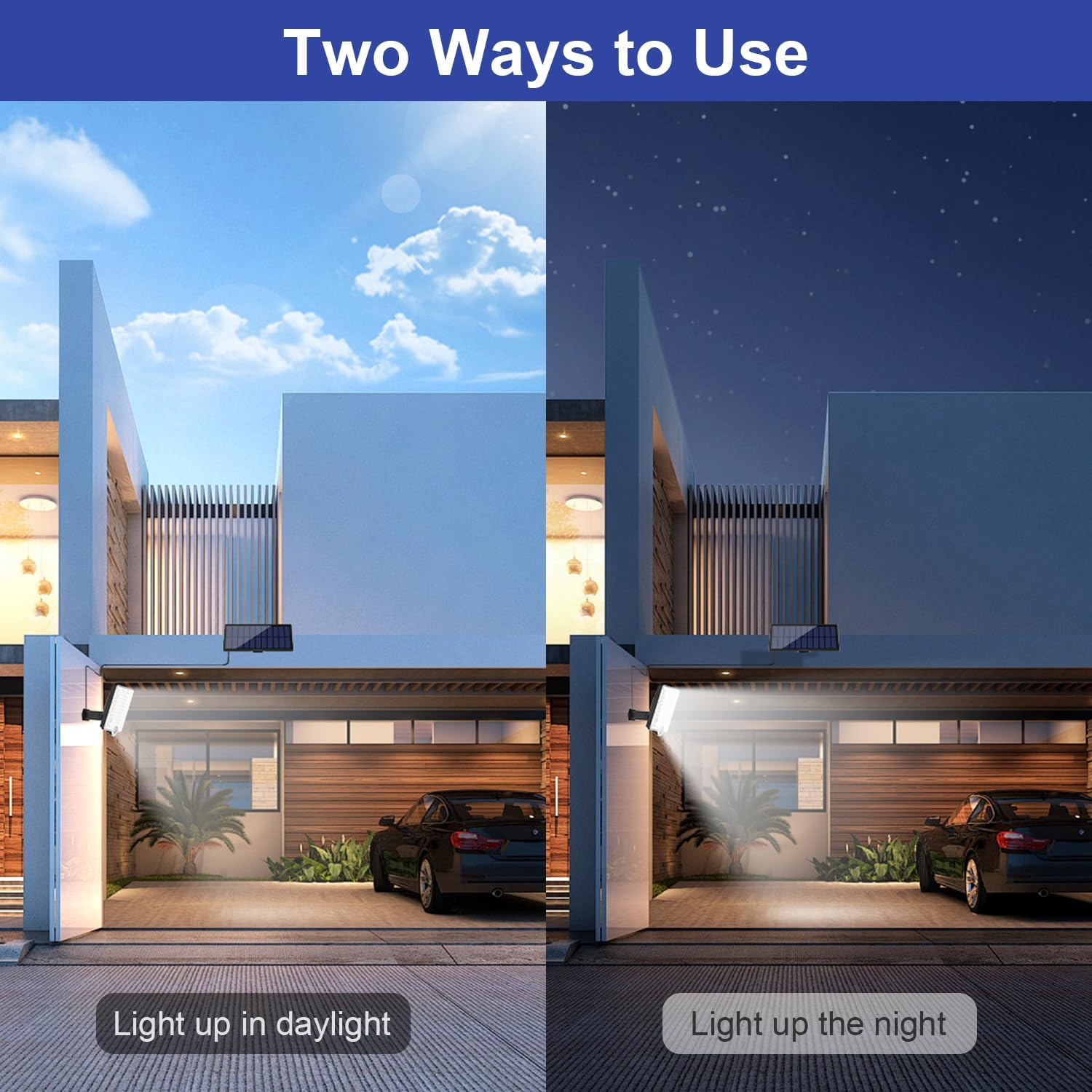 Solar Motion Sensor Lights Outdoor, 3 Modes LED Solar Flood Lights,Large Separate Solar Panel with 16.4Ft Cable, IP65 Waterproof Solar Security Lights for outside (1PACK) image number 4