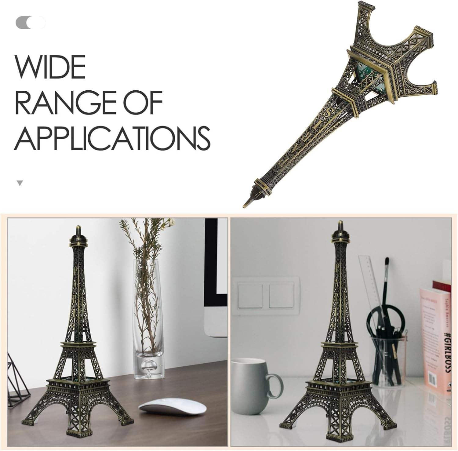 Gatuida LED Eiffel Tower Lamp, Light up Eiffel Tower Nightlight Zinc Alloy Model, 9.64 Inch, Wedding and Home Decoration image number 5