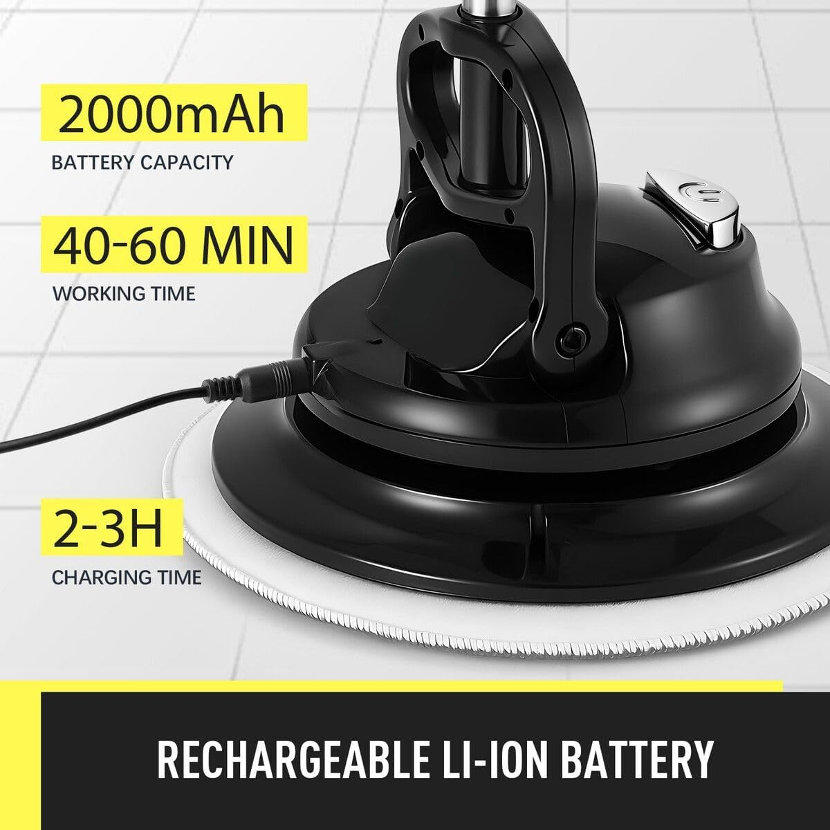 AUSWAY 4-In-1 Floor Spin Mop Cleaner Electric Cordless Spinning Scrubber Polisher Sweeper Waxer Washer Cleaning Machine Washing Pads for Hard Wood Tile Marble image number 2