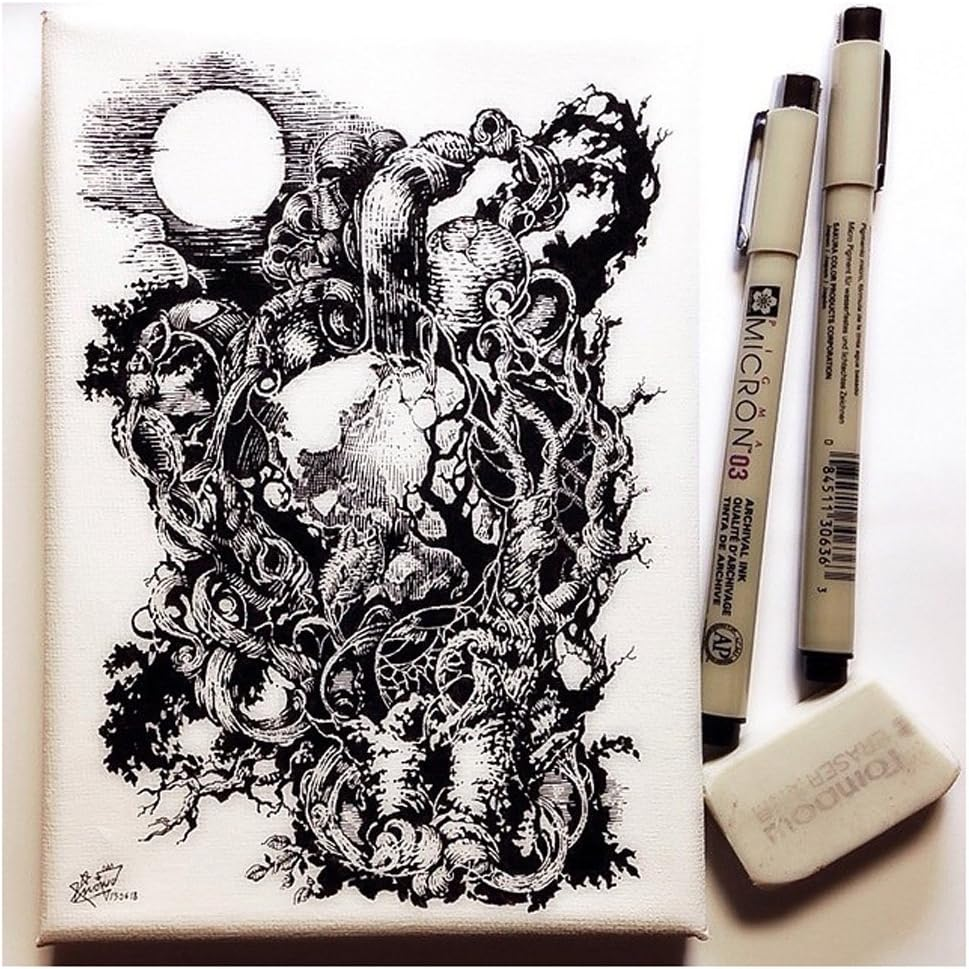 Sakura Pigma Micron Fine Line Pen High Light and Soft Head Pen Manga Drawing- Assorted 8 Pens Set (Black, PN-8 Pens) image number 5