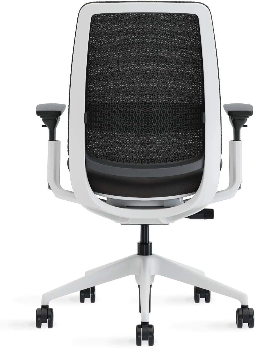 Steelcase Series 2 Ergonomic Office Chair, 3D Microknit Licorice Back, Graphite Grey Fabric Seat; Seagull White Frame, Adjustable Lumbar, Seat Depth Adjustment, Breathable Mesh Back image number 6