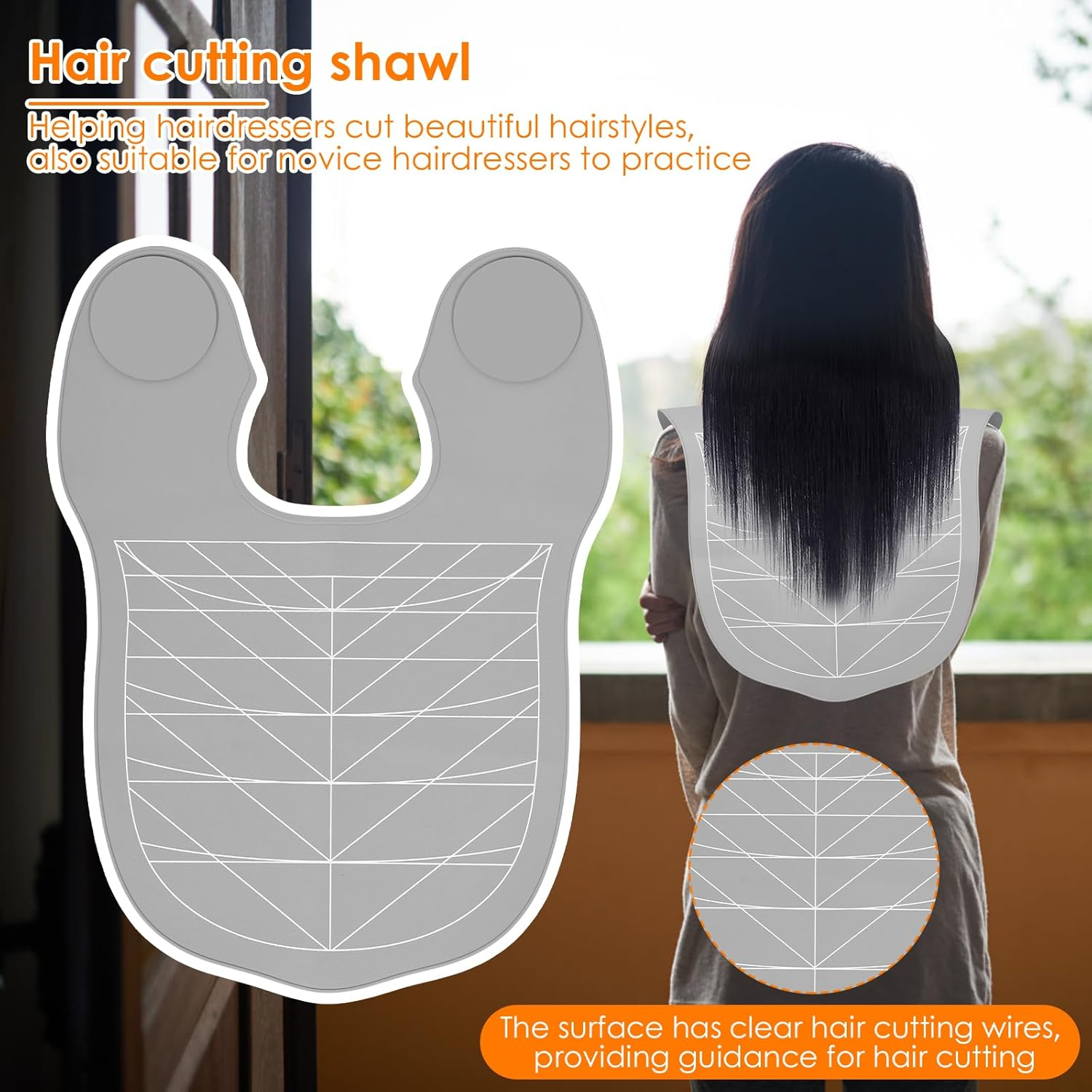 Rdjeokf 2Pcs Hair Cutting Collar with Guidelines, Waterproof Silicone Hair Cuttings Mat, Salon Hairdressing Pad for Hair Stylist, Barber Shop, Salon & Home Use (Grey) - Grey image number 5