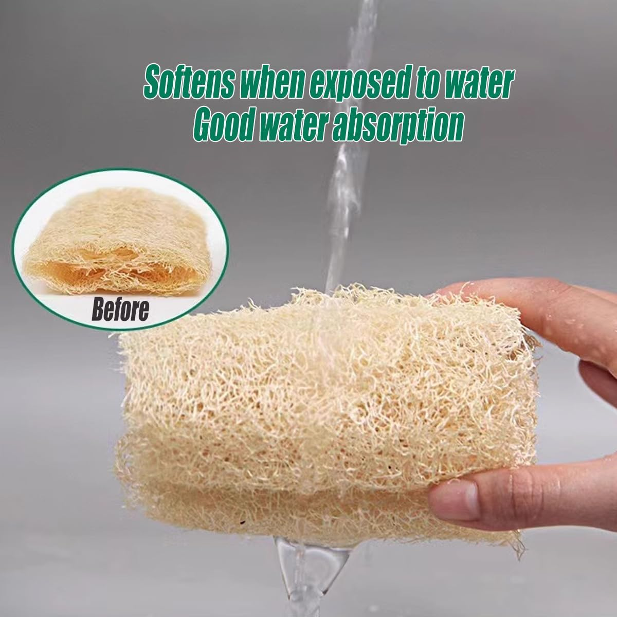 AIMALL 5-Pack Natural Loofah Sponges, Multi-Use Body and Kitchen Cleaning Loofahs, Quick-Dry & Eco-Friendly, Length 7.87-11.42 Inches, Breathable and Bacteria Resistant image number 6