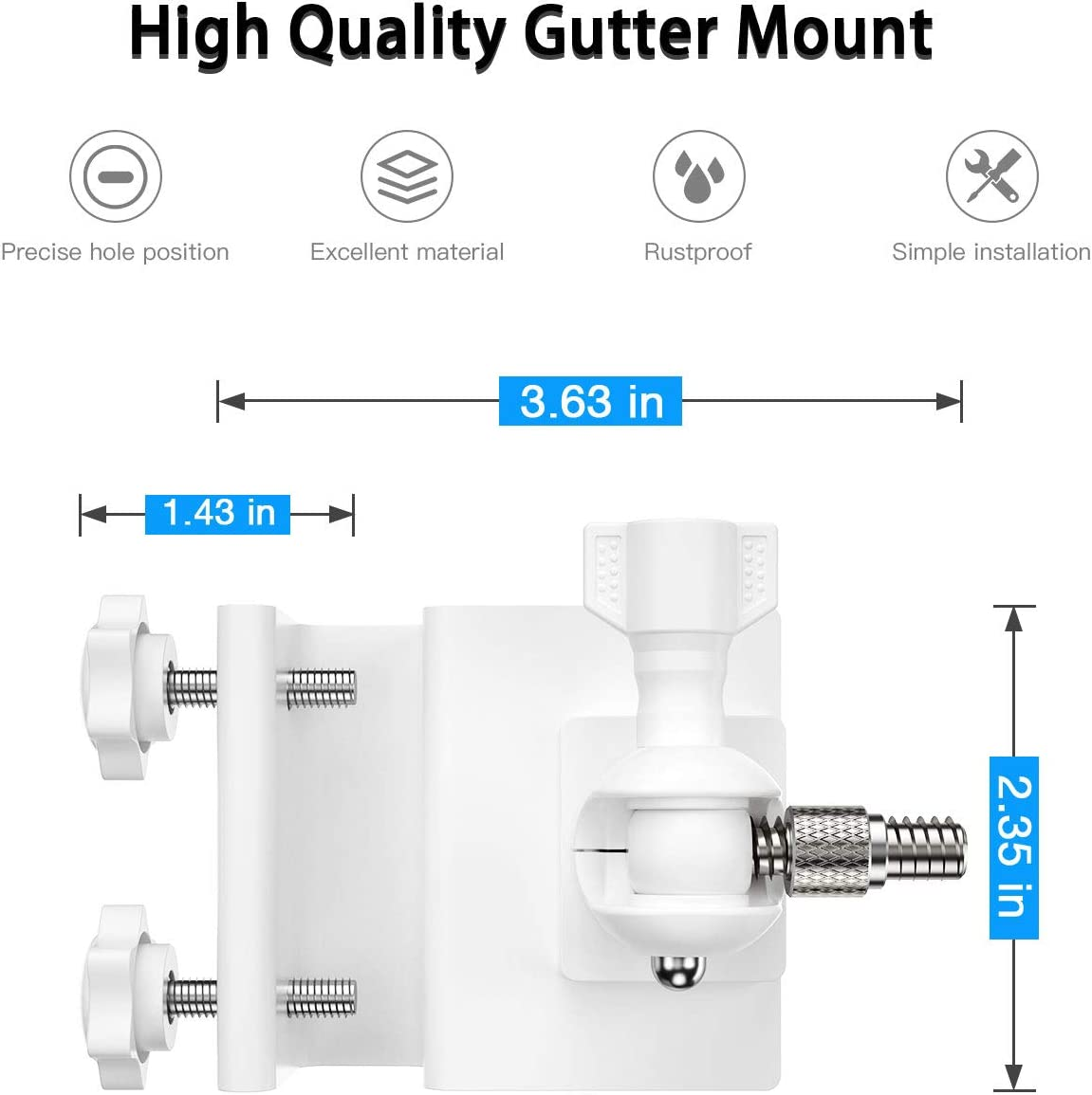 HOLACA Weatherproof Gutter Mount for Arlo Pro, Arlo Ultra, Reolink Argus 2, Argus Pro, Solar Panel- Arlo/Reolink Accessories Outdoor Mount(1Pack White) - Black image number 7