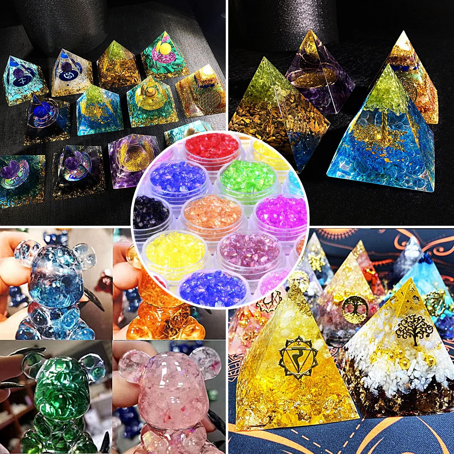 12 Box Transparent Crushed Glass Craft Glitter for Resin Art,Small Broken Glass Pieces Irregular Metallic Crystal Chips Chunky Flakes Sequins for Nail Arts DIY Vase Filler Epoxy Jewelry Making image number 4