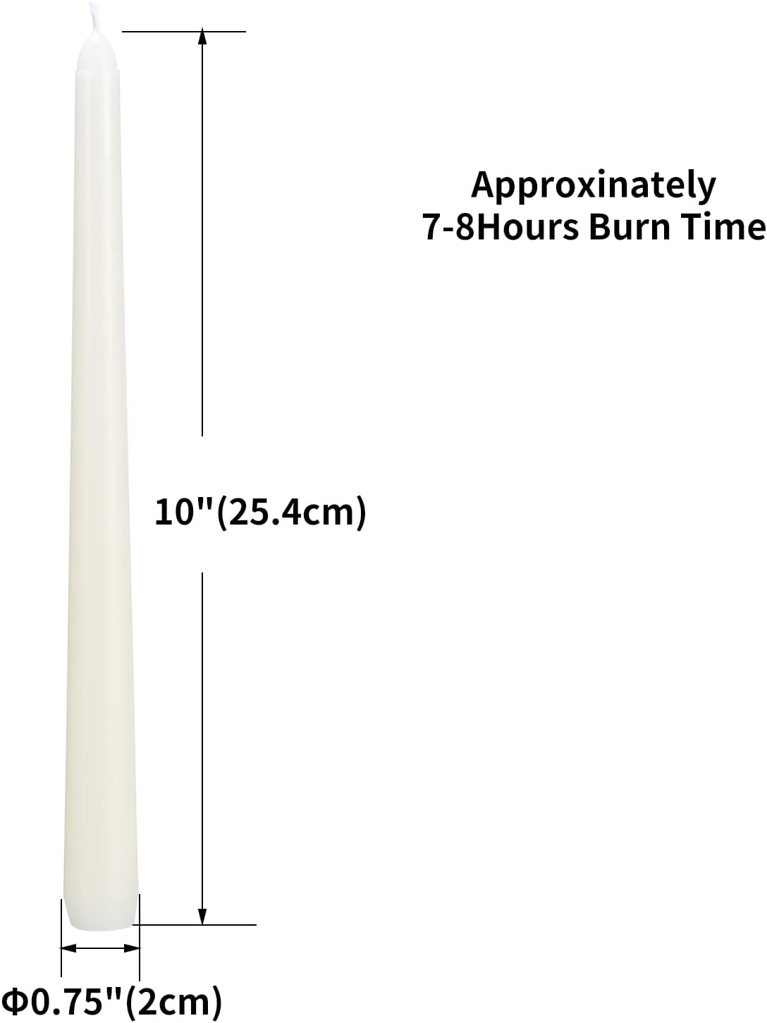 Flamecan Ivory Taper Candles, Set of 20 Unscented and Smokeless 10 Inch Candles Long Burning, Paraffin Wax with Cotton Wicks for Burning Approxinately 7-8 Hours Time (F2023008) image number 5