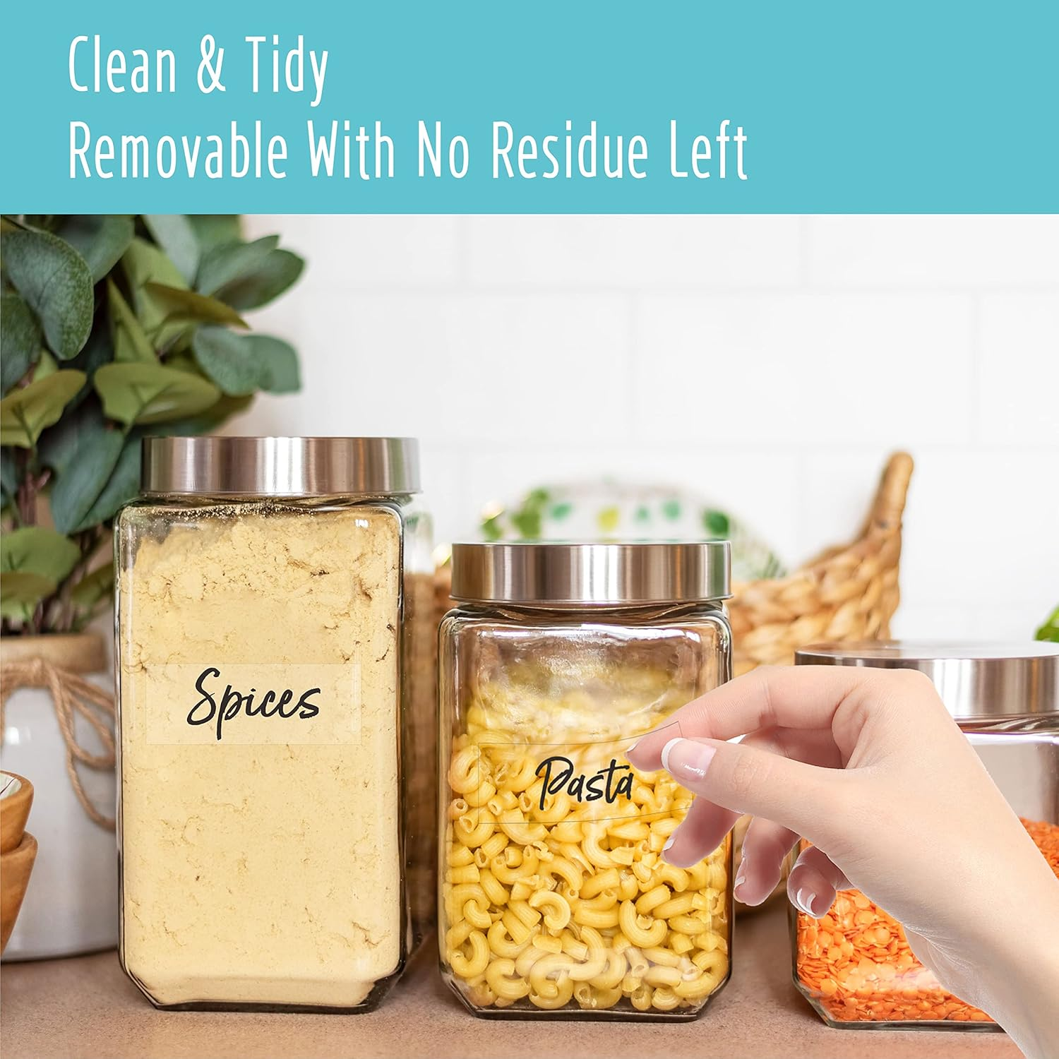 Hebayy 612 Script Pantry Food Labels, Water & Oil Resistant Pantry Label Stickers Food Jar Label for Organization and Storage - Style 1 image number 6