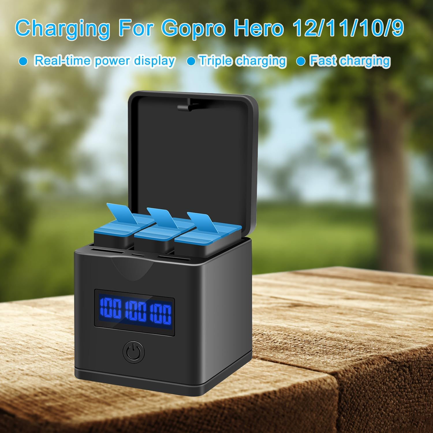 Suptig Battery Charger, Battery Charging for Gopro Hero 8, Hero 7, 6, 5, Battery Level LCD Display. image number 6