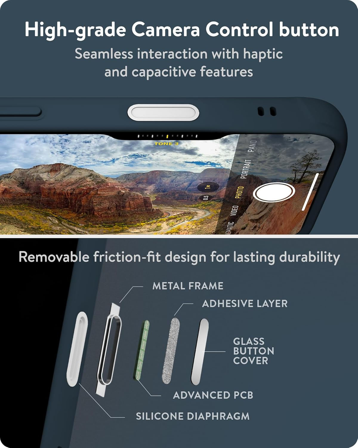 Mous for Iphone 16 Pro Case Magsafe Compatible with Camera Control Button- Limitless 6.0 - Navy Blue - Protective Shockproof Phone Cover - Aramid, Iphone 16 Plus image number 3