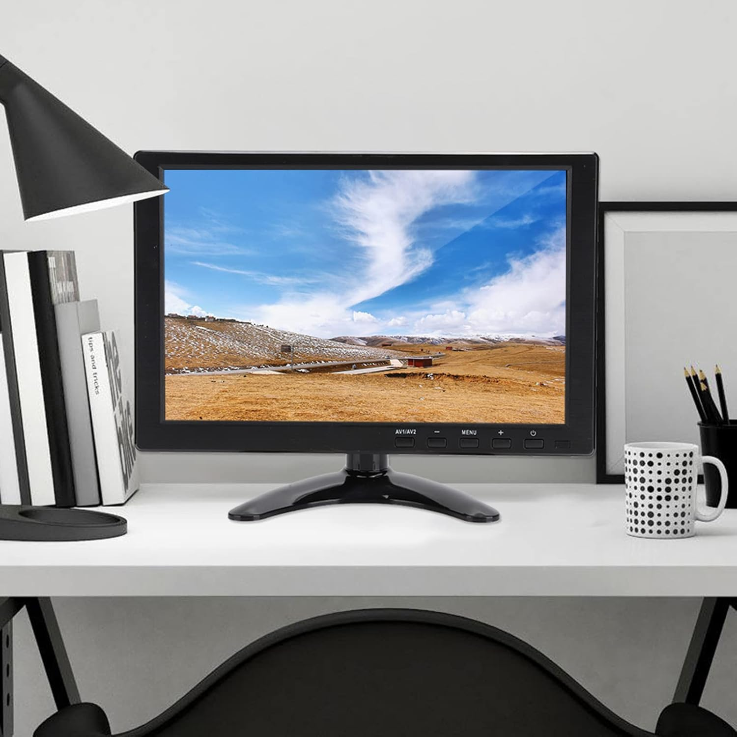 10.1In 1280X800 HD Monitor, 10 Inch LCD Security Display with HDMI/VGA/AV/BNC Input, 16:9 Small Screen Built-In 3Wx2 Speakers for Pi/Switch image number 2