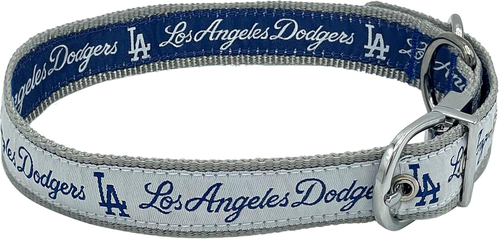 Pets First Los Angeles Dodgers Reversible MLB Dog Collar. Premium Home & Away 2-Sided Pet Collar Adjustable with Metal Buckle. Your Favorite Baseball Team a Unique Design on Each Side, LAD-3280-MD, M image number 3
