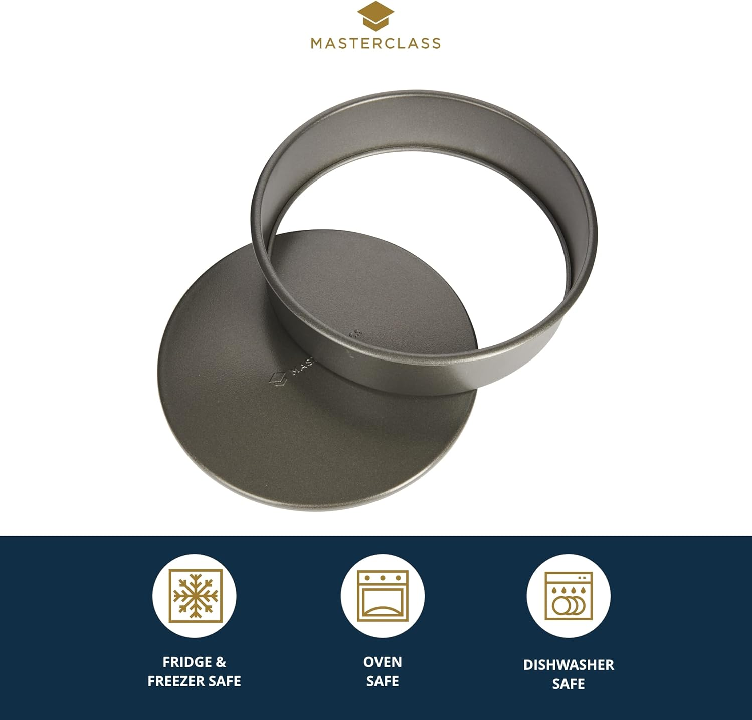 Masterclass KCMCHB22 18Cm Loose Based Sandwich Tin with PFOA Non Stick, Robust 1Mm Thick Carbon Steel, 7 Inch round Cake Pan, Grey image number 4