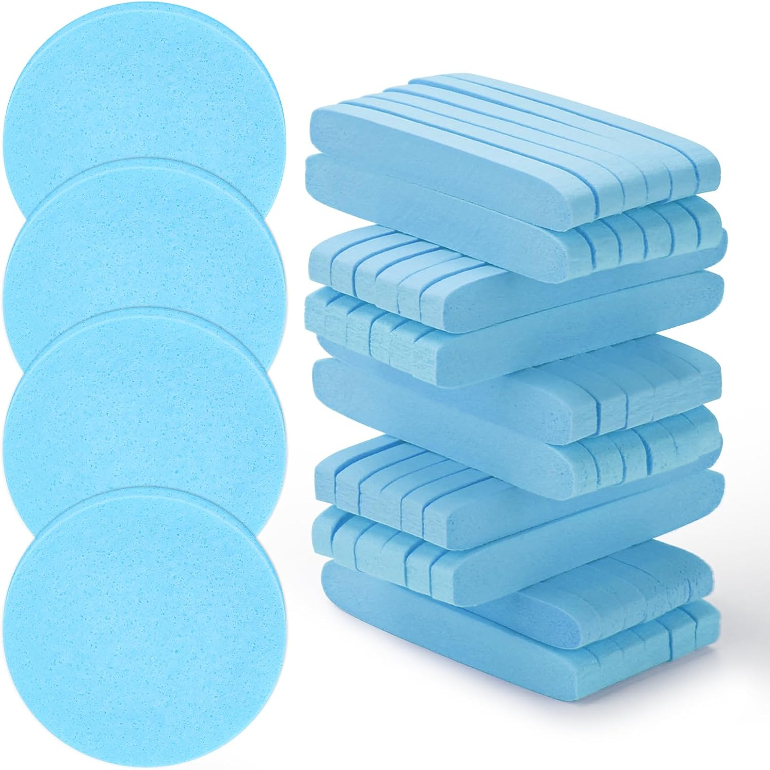 120 Pcs Facial Sponge Compressed, Luxiv Face Cleansing Sponge Estheticians Compressed Makeup Facial Sponge round Wash Face Sponges for Women Compress Exfoliating Removal Sponge (Blue)