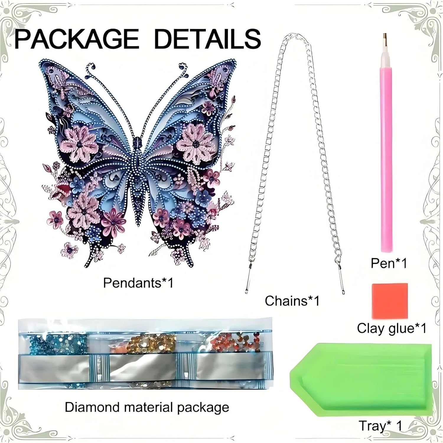 MYTOAU Hanging Diamonds Painting Pendant Kit,Diamond Art Kit,Diamond Art Kits for Adults, 9.25X9.27Inch DIY Animal Gem Painting Board Art Kit Ornament, Special Crystal Diamond(Butterfly) image number 3