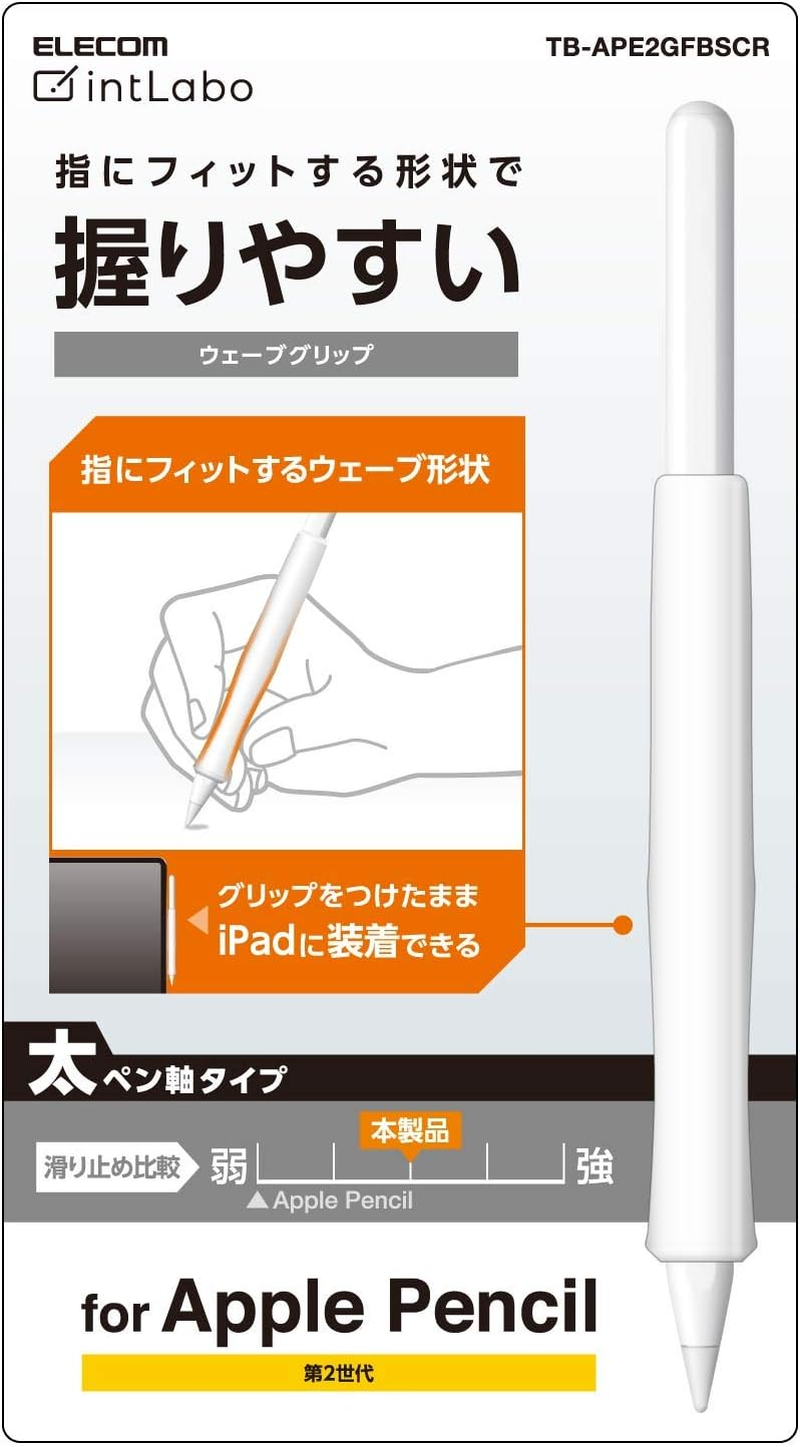 Elecom TB-APE2GFBSCR for Apple Pencil (2Nd Generation), Thick Shaft Type, Wave Grip, Clear
