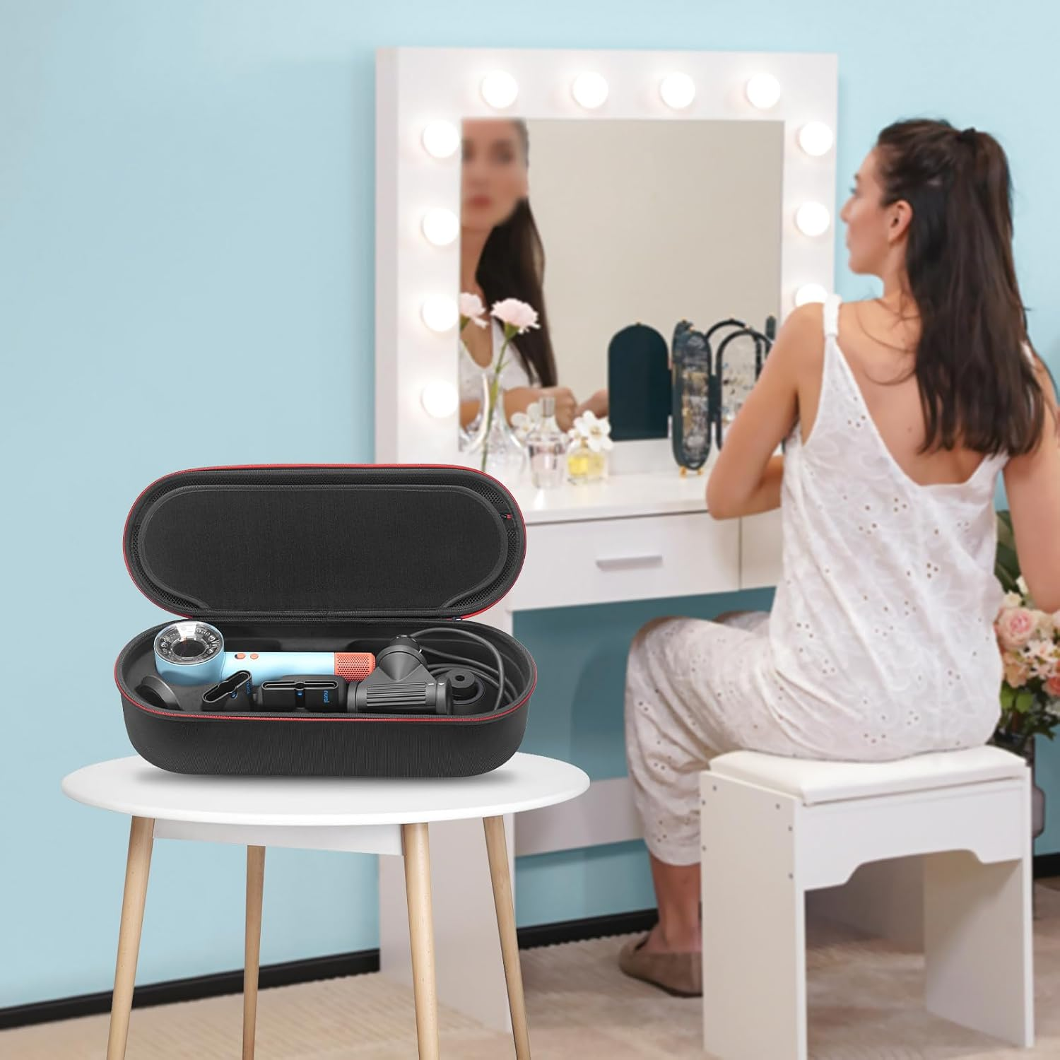 RLSOCO Case for Supersonic Hair Dryer, Supersonic Professional Storage Case, Holds Hair Dryer and Complete Attachments - Black (Cover Only) image number 6