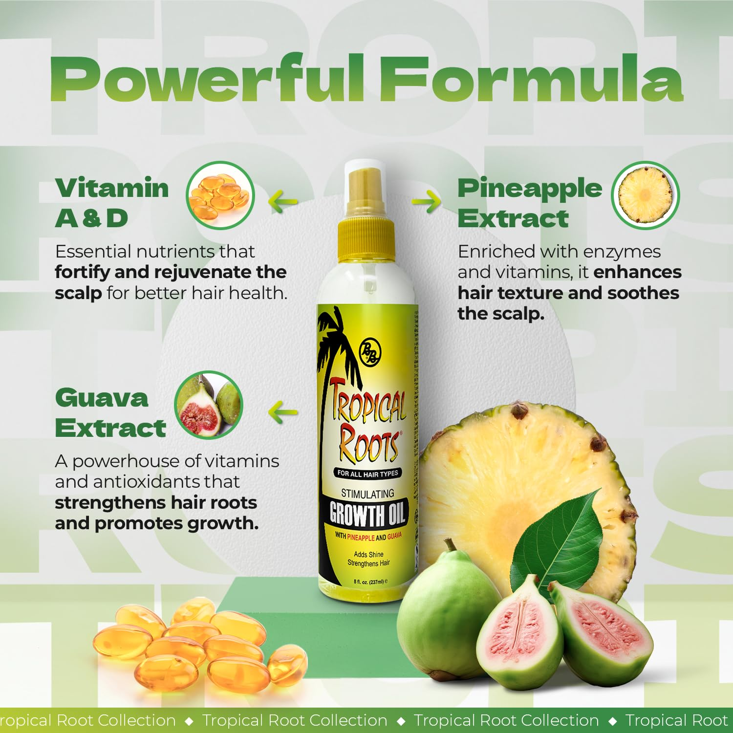 Bronner Brothers Tropical Roots Growth Oil, 8 Ounce image number 3