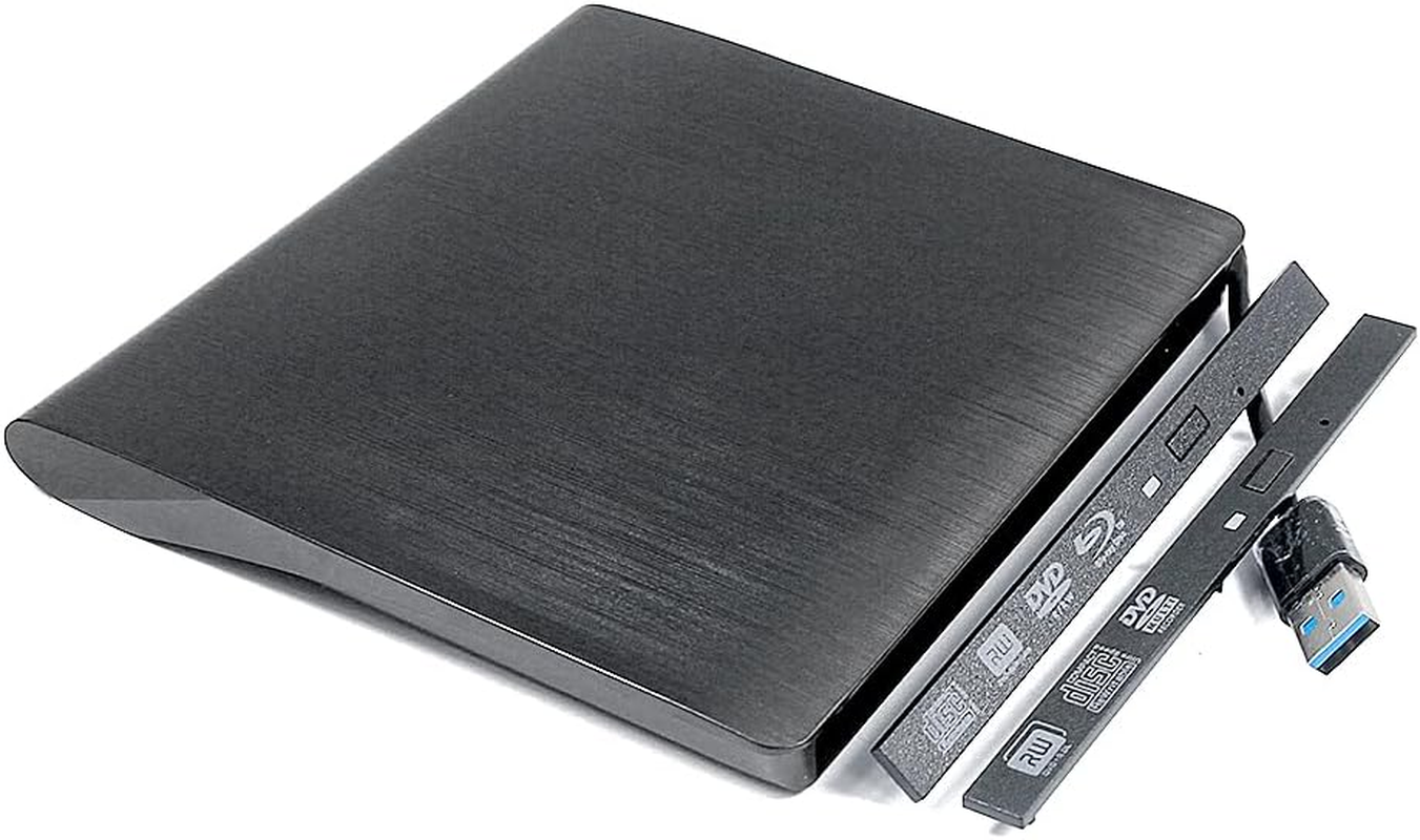 Ultra Thin USB 3.0 External DVD CD Blu-Ray Player/Burner Housing Case Enclosure Kit, for Laptops Notebook PC Computer Internal 9.5 9.0 Mm Slim SATA Optical Drive Portable ODD Caddy Black