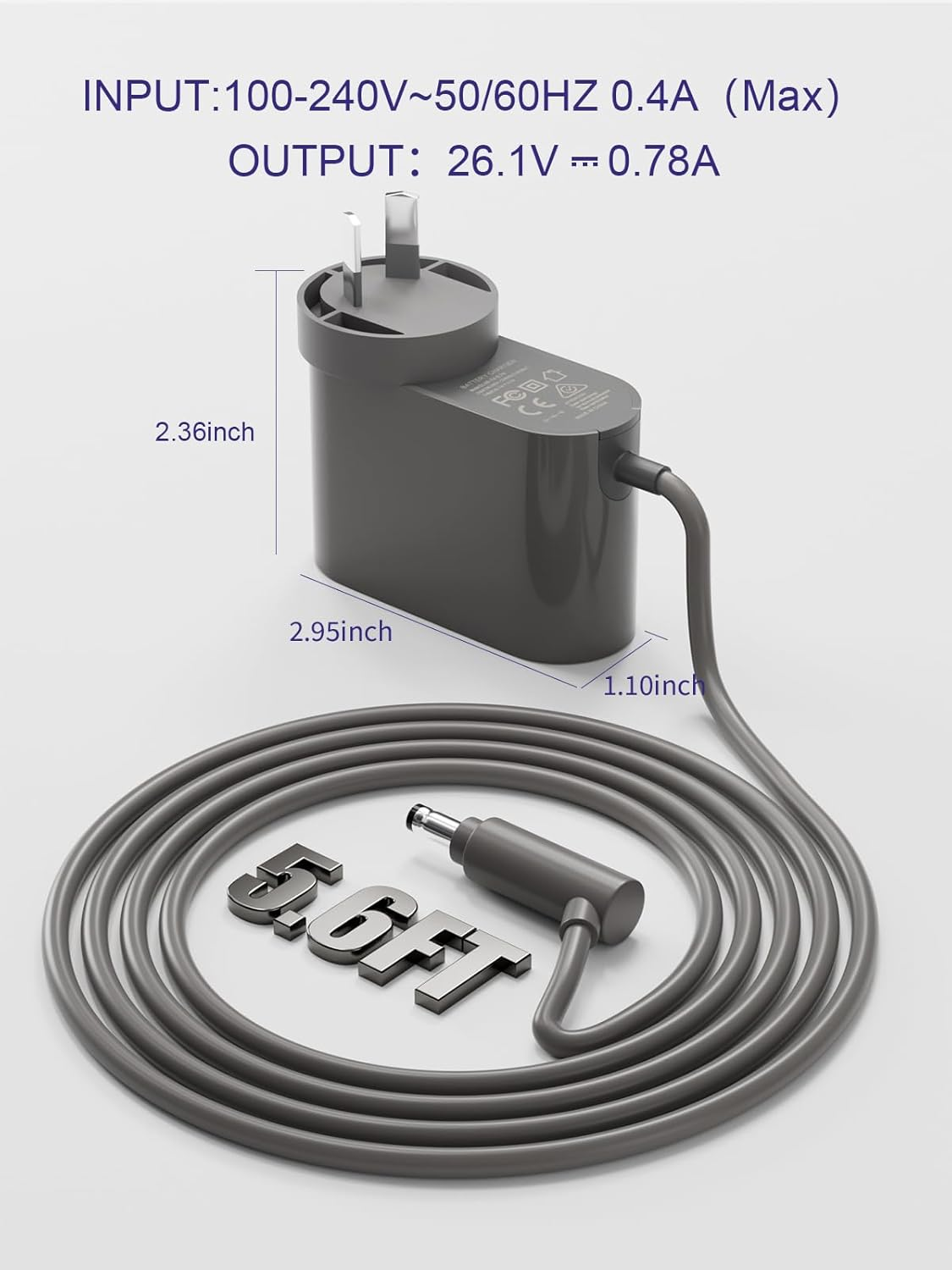 26.1V Battery Charger for Dyson V8 V7 V6 SV03 SV04 SV06 SV07 SV09 DC59 DC58 DC62 Cordless Vacuum Cleaner, Absolute Animal Motorhead 967813-02 205720-02 209468-01 209568-01 AC Adapter Cleaner Power