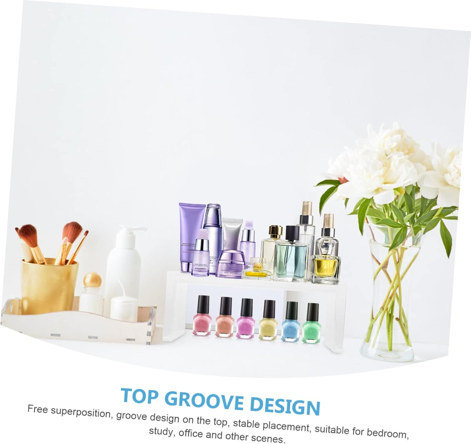 Amosfun 1Set Transparent Rack Stand Cosmetic Storage Organizer for Tabletop Display Display Organizer for Home Beauty Salons Supermarkets Elegant and Sundries image number 2