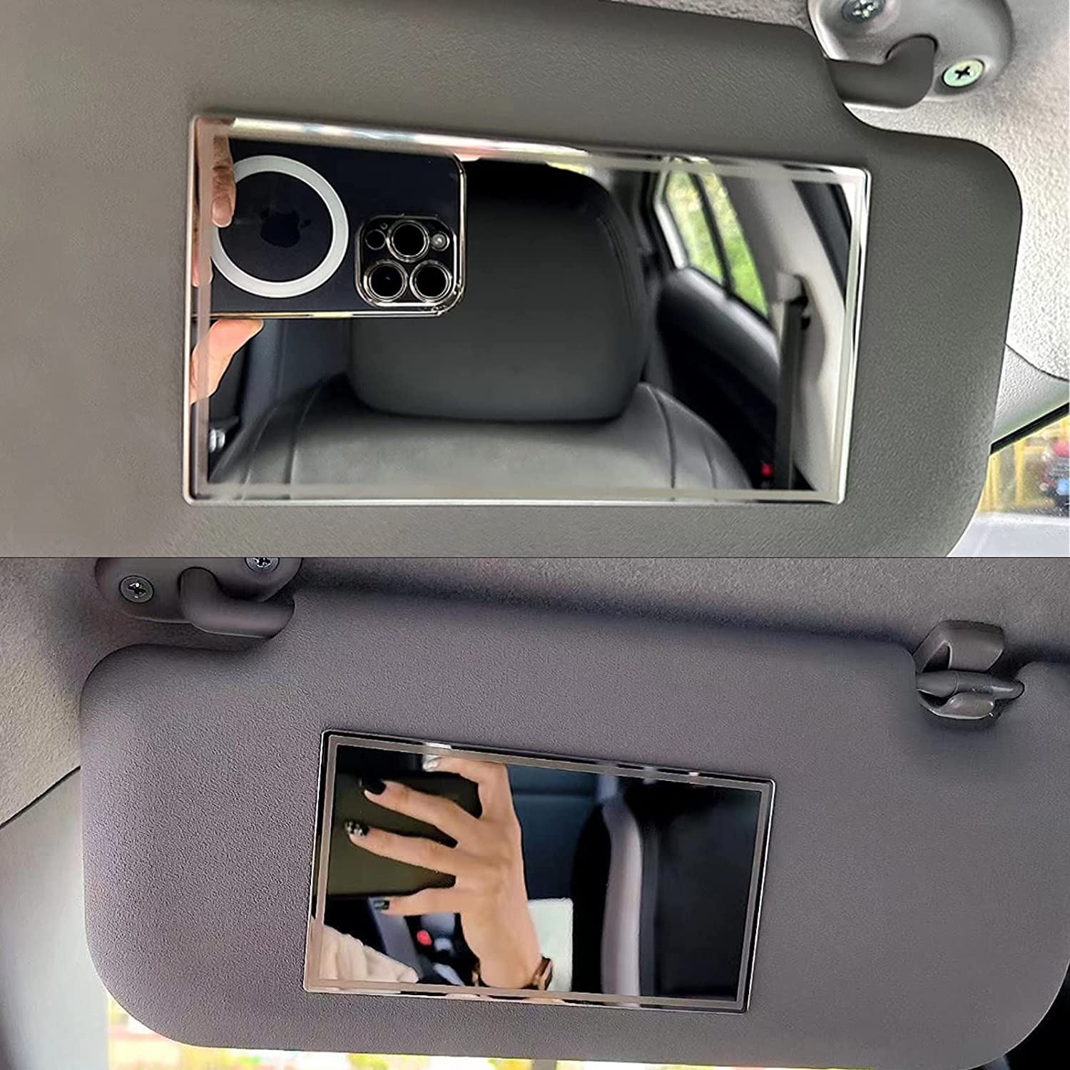 Universal Car Interior Cosmetic Mirror,Portable Auto Vanity Mirror for Sun Visor and Car Seat Back-Square image number 2