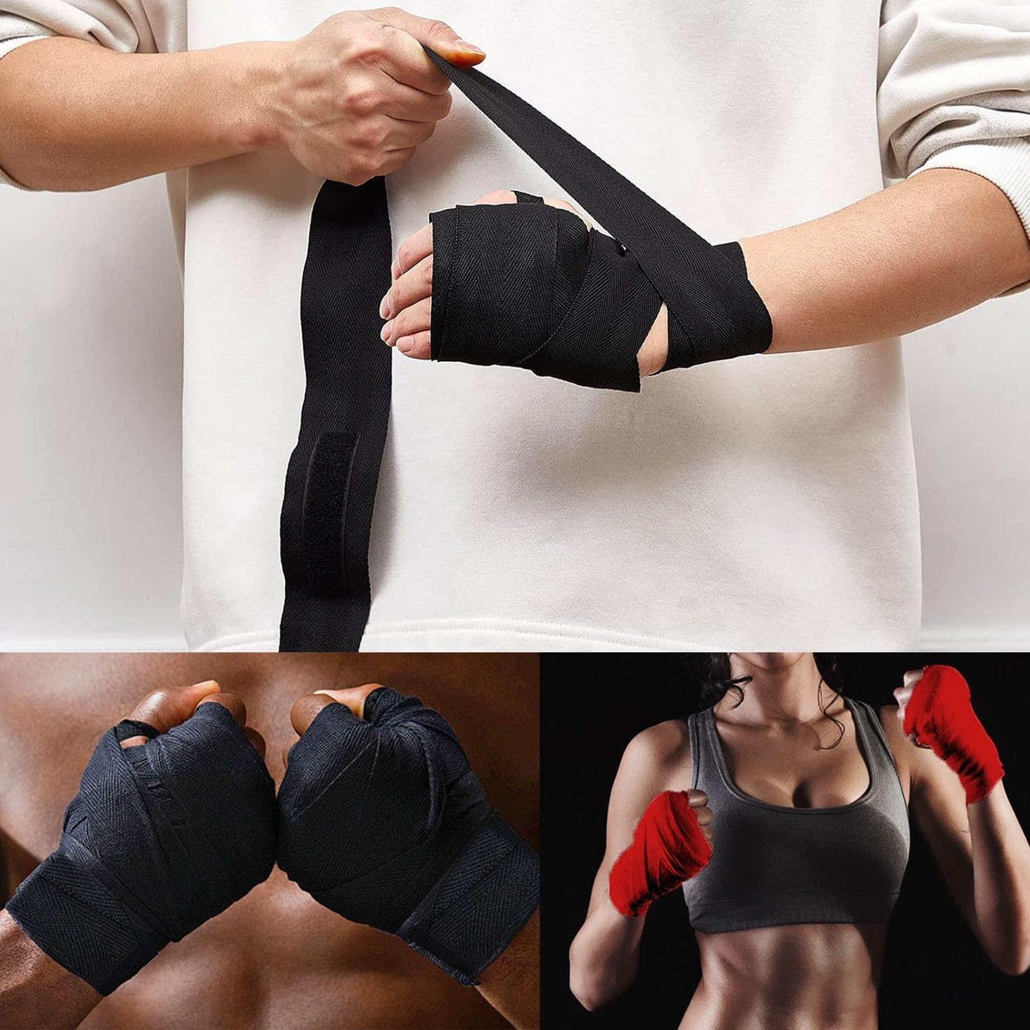 Paifeancodill Boxing Hand Wraps, 2 Rolls Boxing Bandages Inner Gloves, Boxing Wraps, Fist Wrist Protector, Boxing Training Belt Hand Wraps, Elasticated Fabric Thumb Loop for MMA Training Gym image number 2