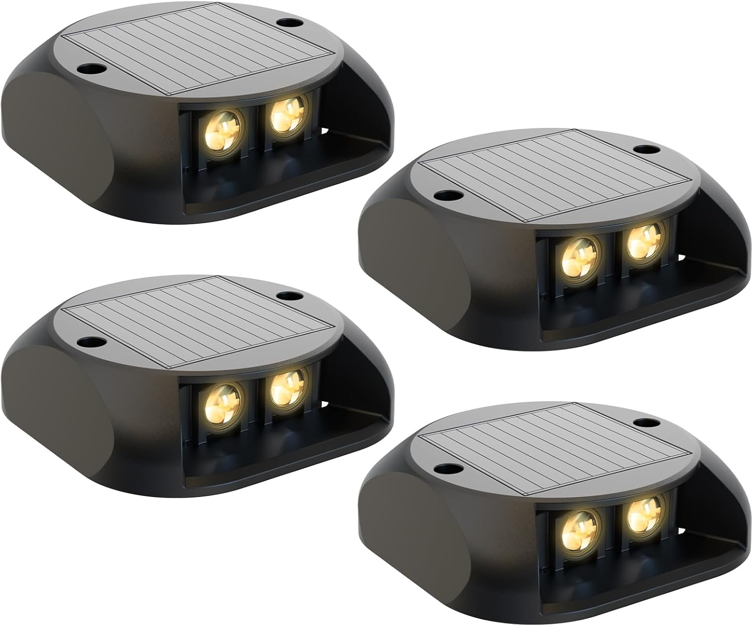 Quntis Solar Decking Lights 4 Pack, Warm White Solar Ground Light IP65 Waterproof, Pressure Resistant 3 Tons Driveway Dusk to Dawn Stair Lights for Lawn Patio Walkways Sidewalk Front Door Driveway