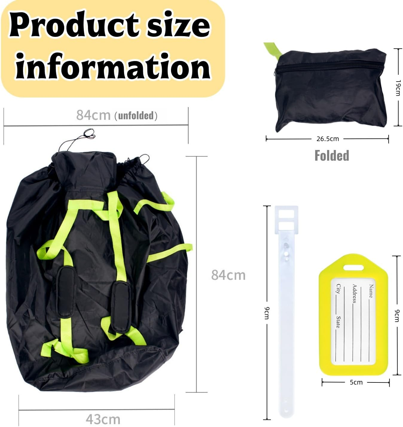 Car Seat Travel Bag for Airplane, Waterproof Durable Padded Cover with 2 Luggage Tags, Universal Fit, Gate Check Bag for Airplane, Fits Convertible Car Seats or Double Strollers image number 5