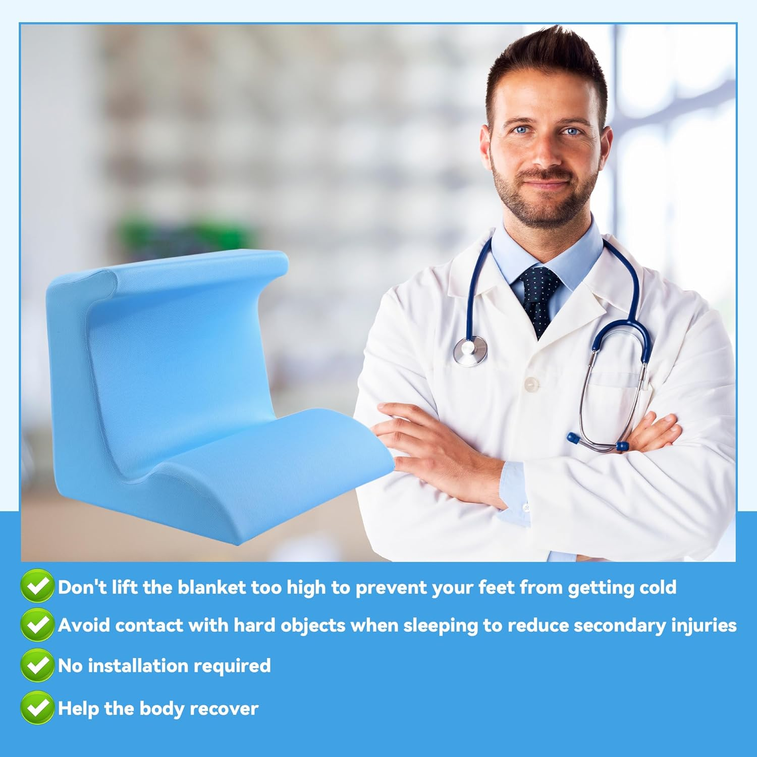 ROYALAY Blanket Lifters for Foot of Bed, Leg Elevation Pillows for after Surgery, Foot Pillows for Elevation While Sleeping, Foot Surgery Recovery Supplies for Foot, Ankle, Leg, Knee, Toes Pain image number 3