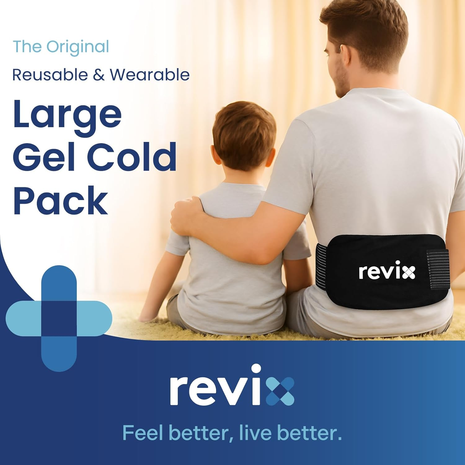 REVIX Ice Packs for Injuries Reusable (3-Piece Set) &ndash; Gel Cold Packs 14"X7" Large Ice Pack for Back, Shoulder, Hip and Knee, Long-Lasting Cold Compress for Enhancing Comfort and Soothing Fatigue
